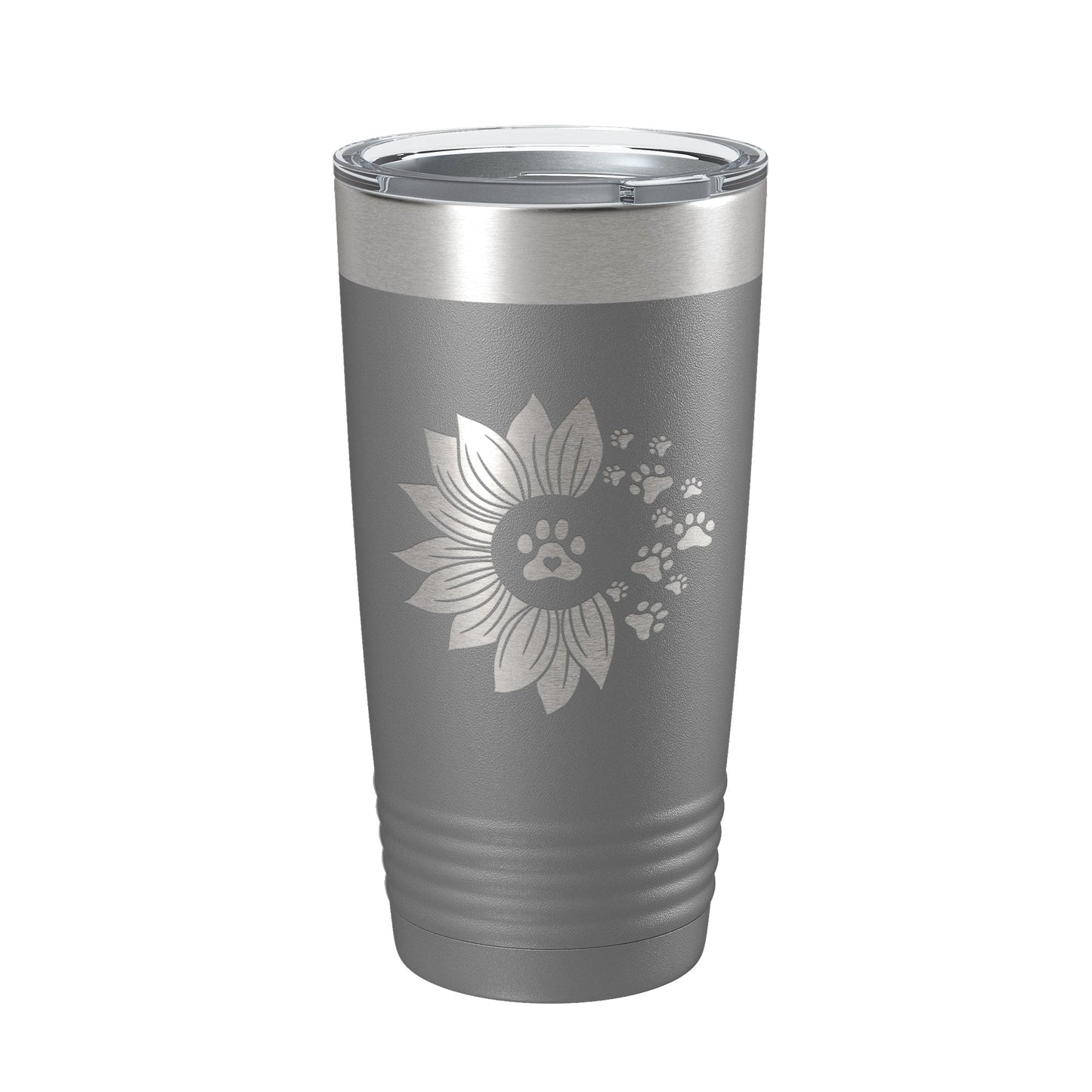 Sunflower With Dog Pawprints Tumbler Travel Mug Insulated Laser Engraved Coffee Cup Gift For Women Dog Lovers Sun Flower 20 oz-16