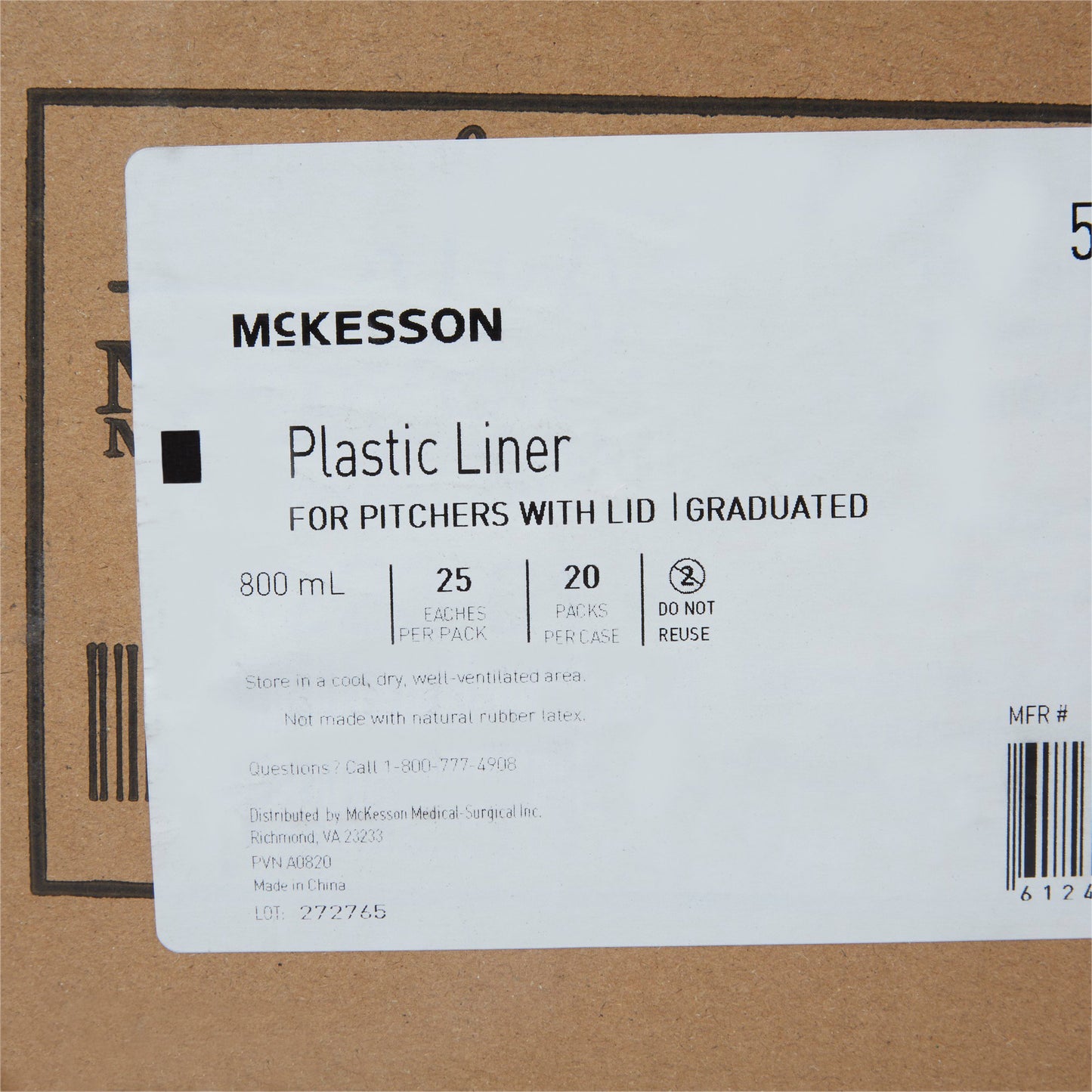 Pitcher Liner McKesson Plastic, Graduated