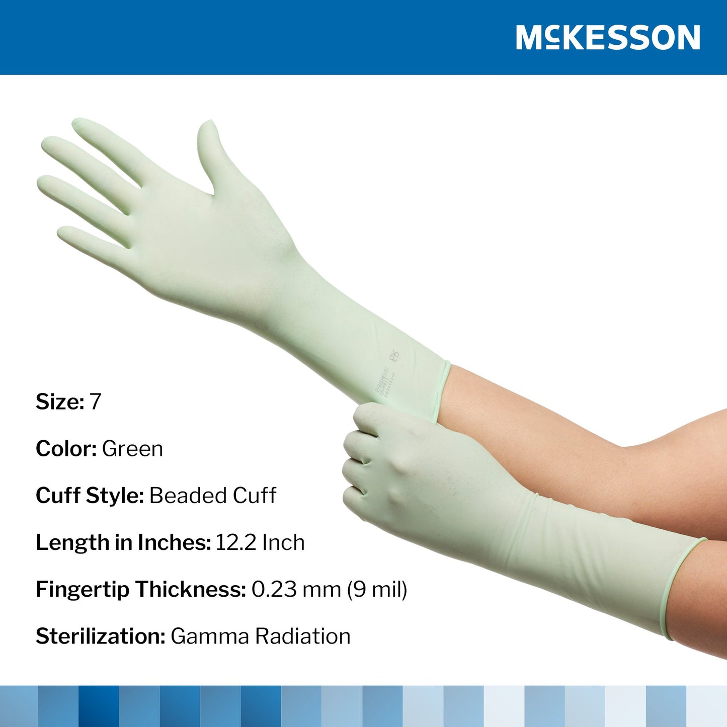 Surgical Glove McKesson Perry® Performance Plus Size 7 Sterile Polyisoprene Standard Cuff Length Smooth Green Chemo Tested