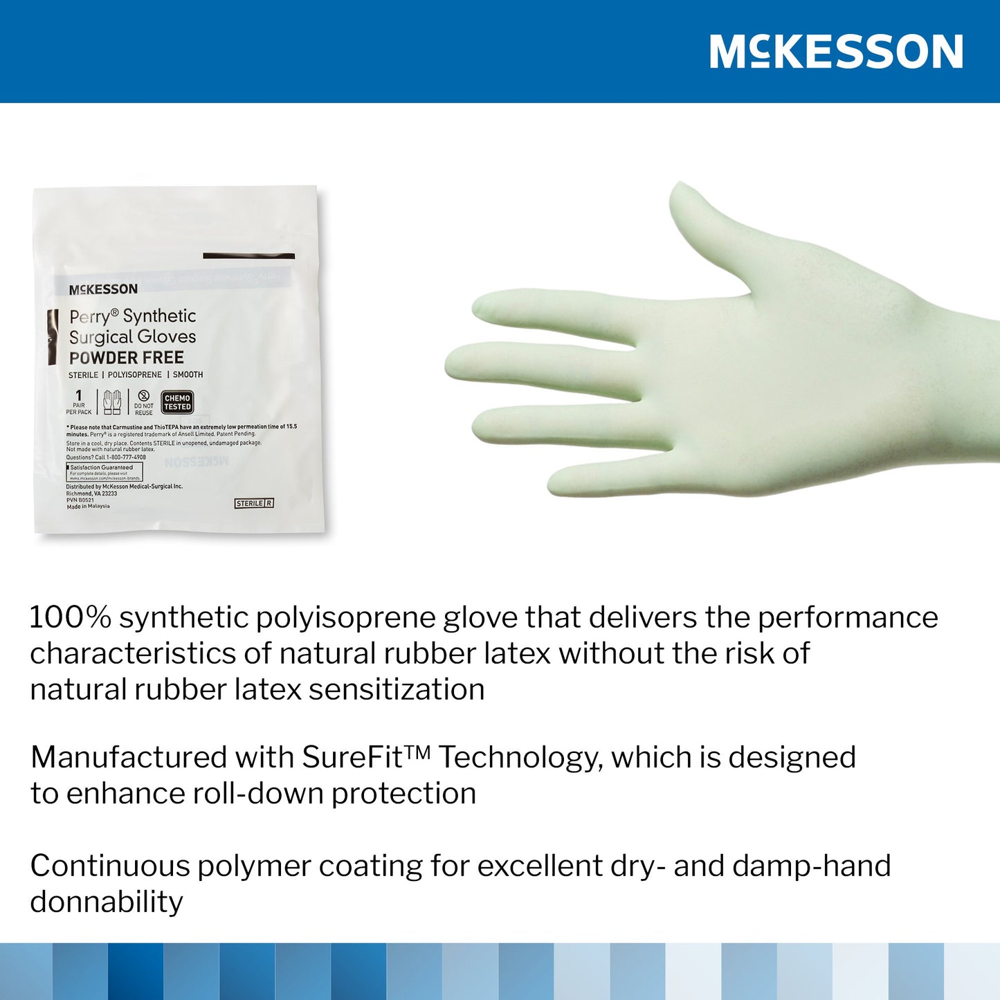 Surgical Glove McKesson Perry® Performance Plus Size 7 Sterile Polyisoprene Standard Cuff Length Smooth Green Chemo Tested