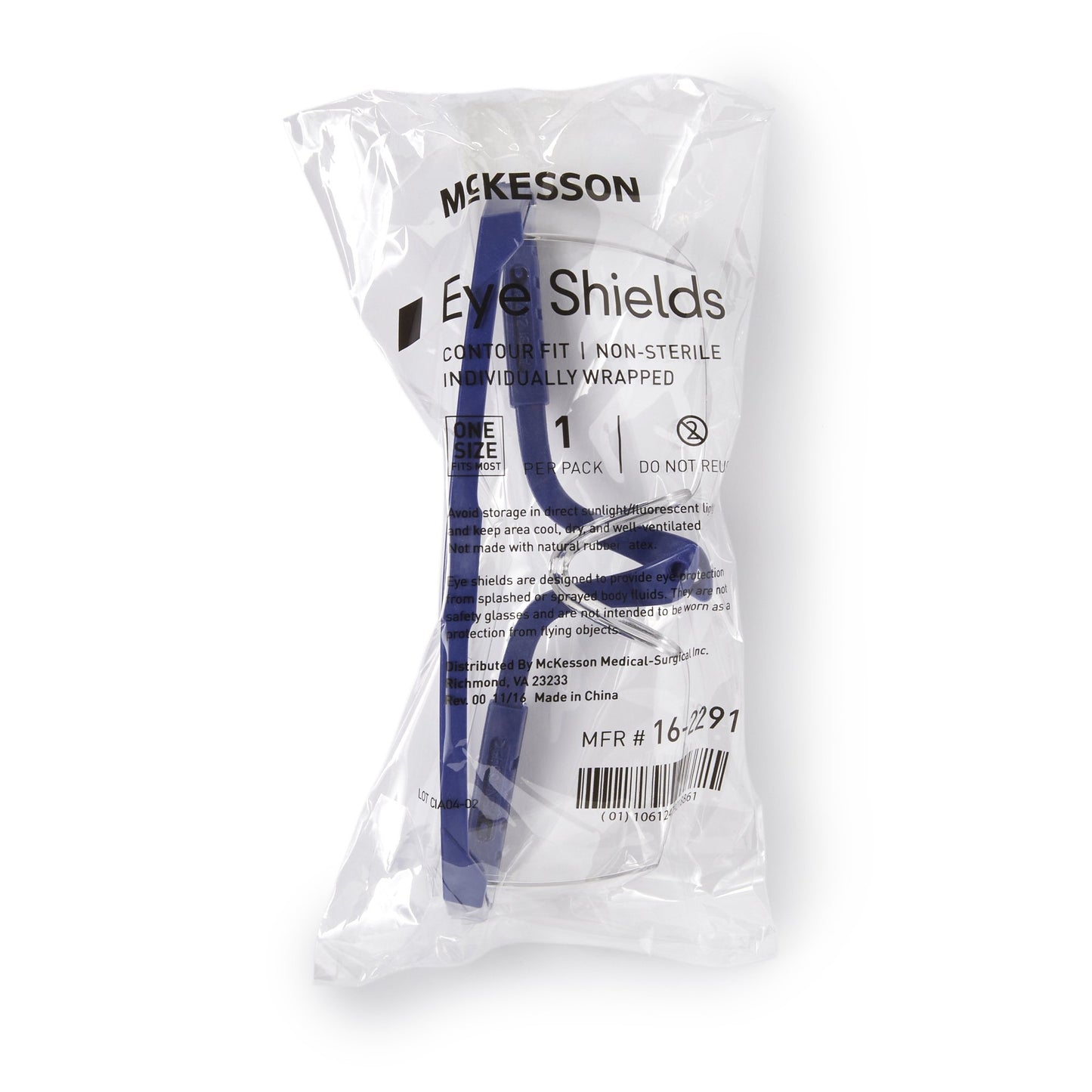 Eye Shield McKesson Brand Side Shield Clear Tint Blue / Clear Frame Over Ear One Size Fits Most