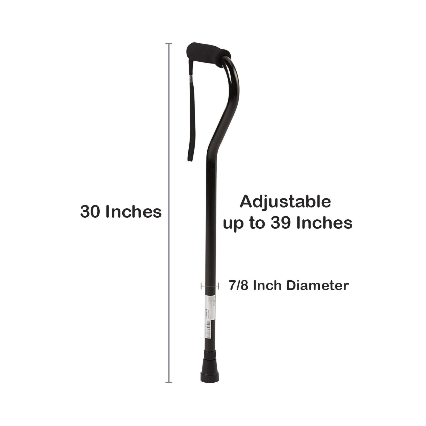 Offset Cane McKesson Aluminum 30 to 39 Inch Height Black