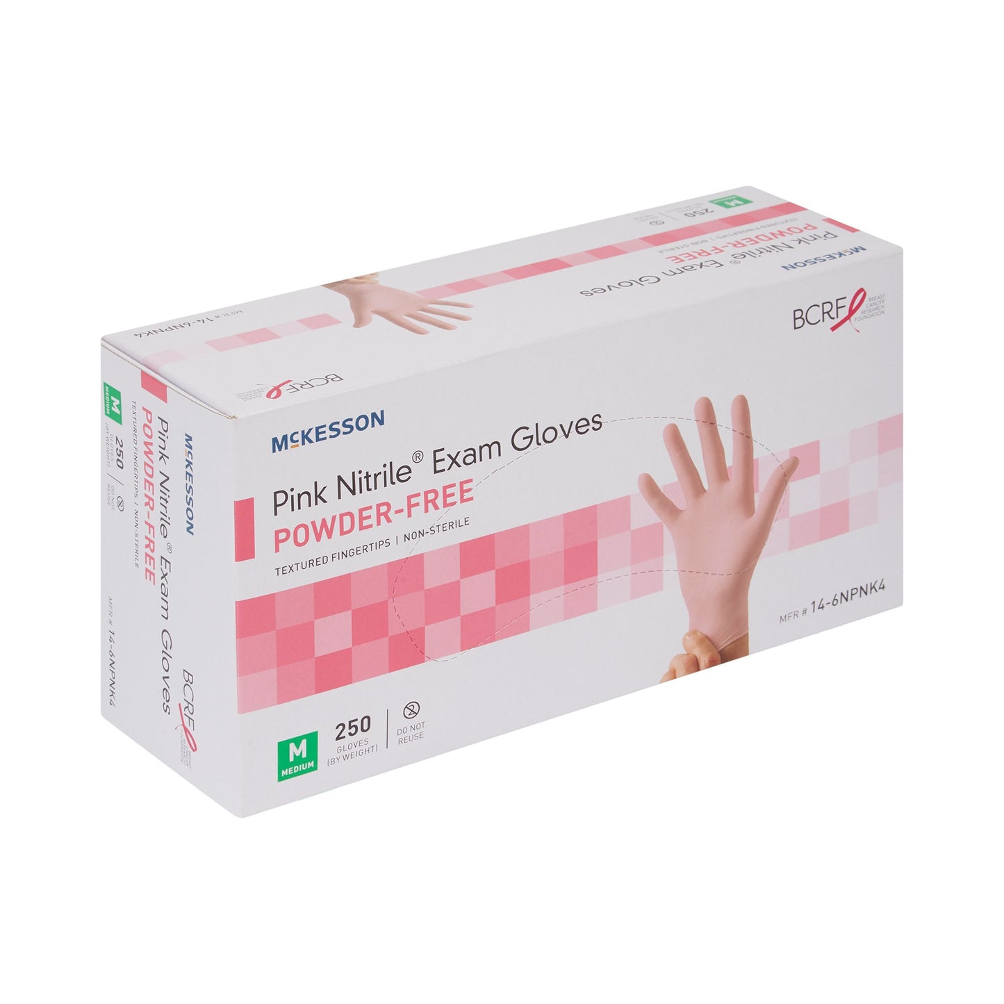Exam Glove McKesson Pink Nitrile® Medium NonSterile Nitrile Standard Cuff Length Textured Fingertips Pink Not Rated