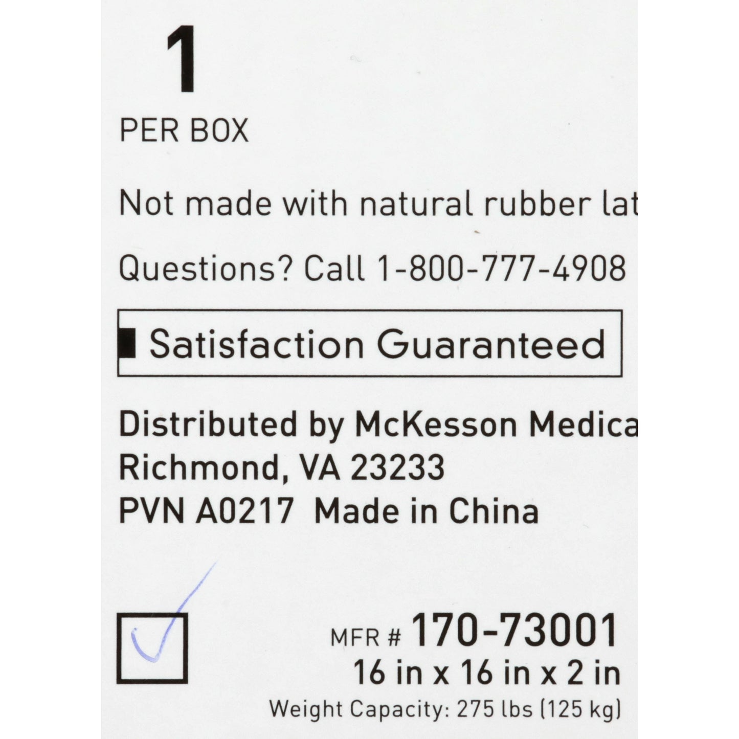 Seat Cushion McKesson 16 W X 16 L X 2 D Inch Foam / Gel