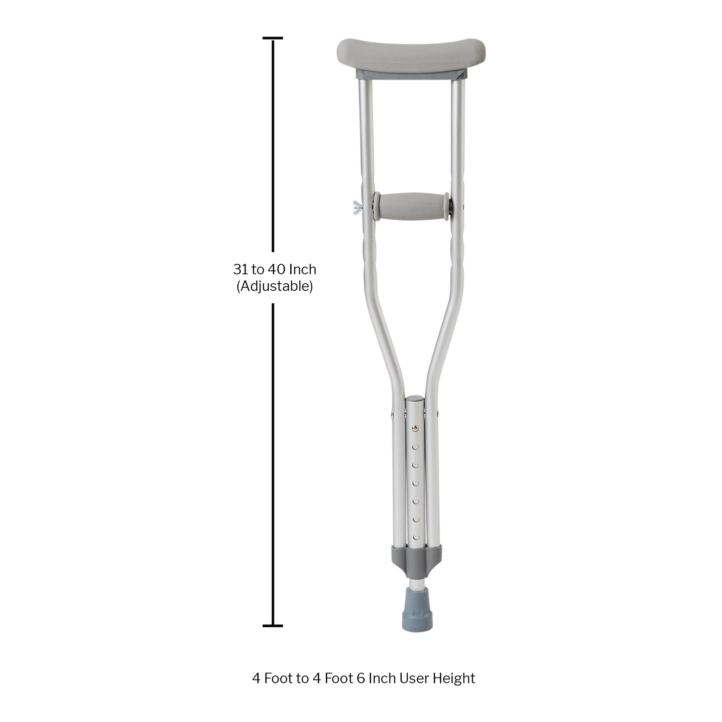 Underarm Crutches McKesson Pediatric 4 Foot to 4 Foot 6 Inch User Height Aluminum Frame 175 lbs. Weight Capacity