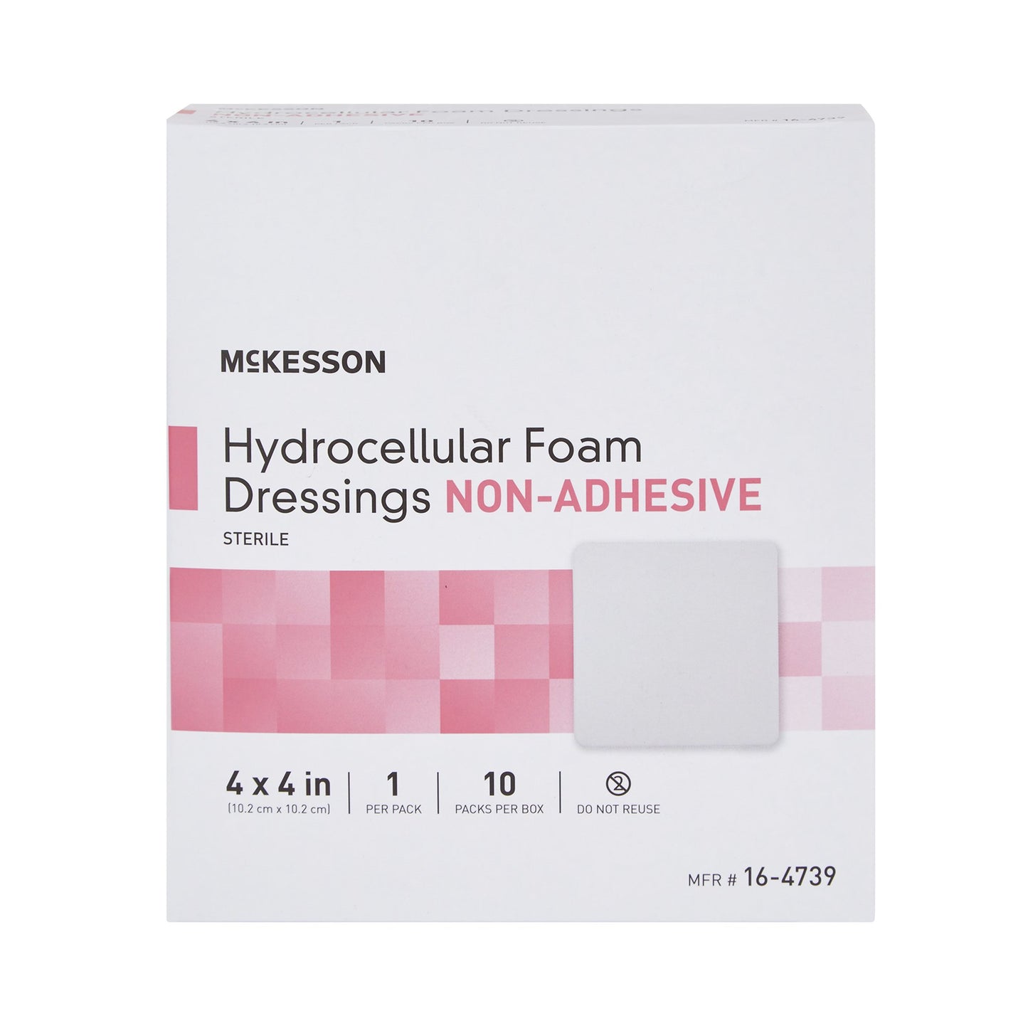 Foam Dressing McKesson 4 X 4 Inch Without Border Film Backing Nonadhesive Square Sterile