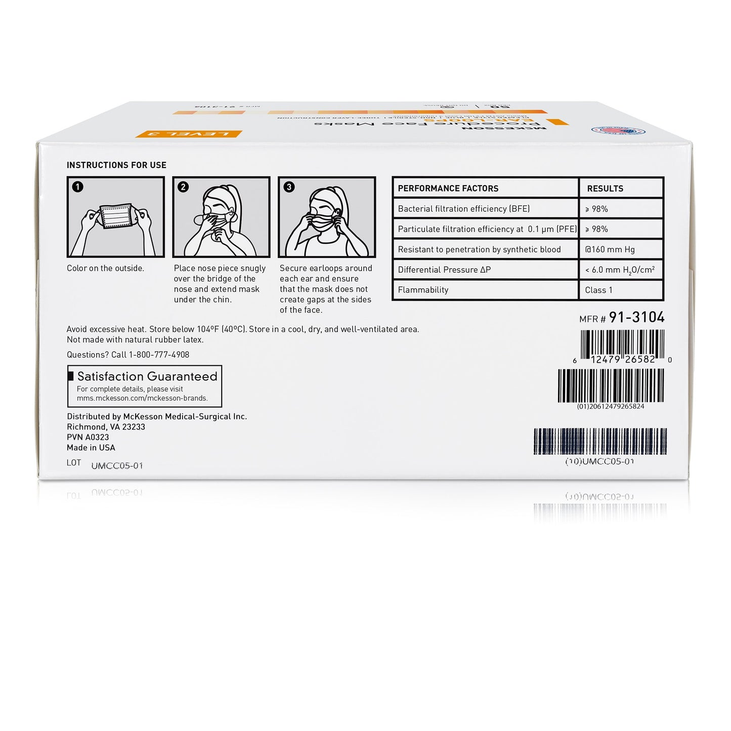 Procedure Mask McKesson ASTM Level 3 Earloops One Size Fits Most