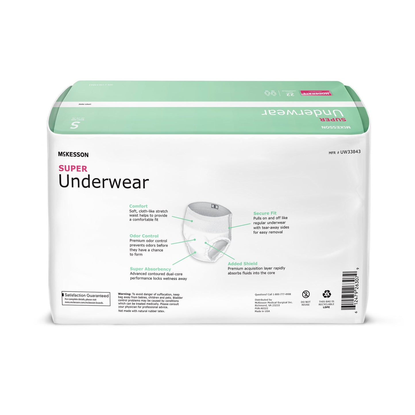 Unisex Adult Absorbent Underwear McKesson Pull On with Tear Away Seams Small Disposable Moderate Absorbency