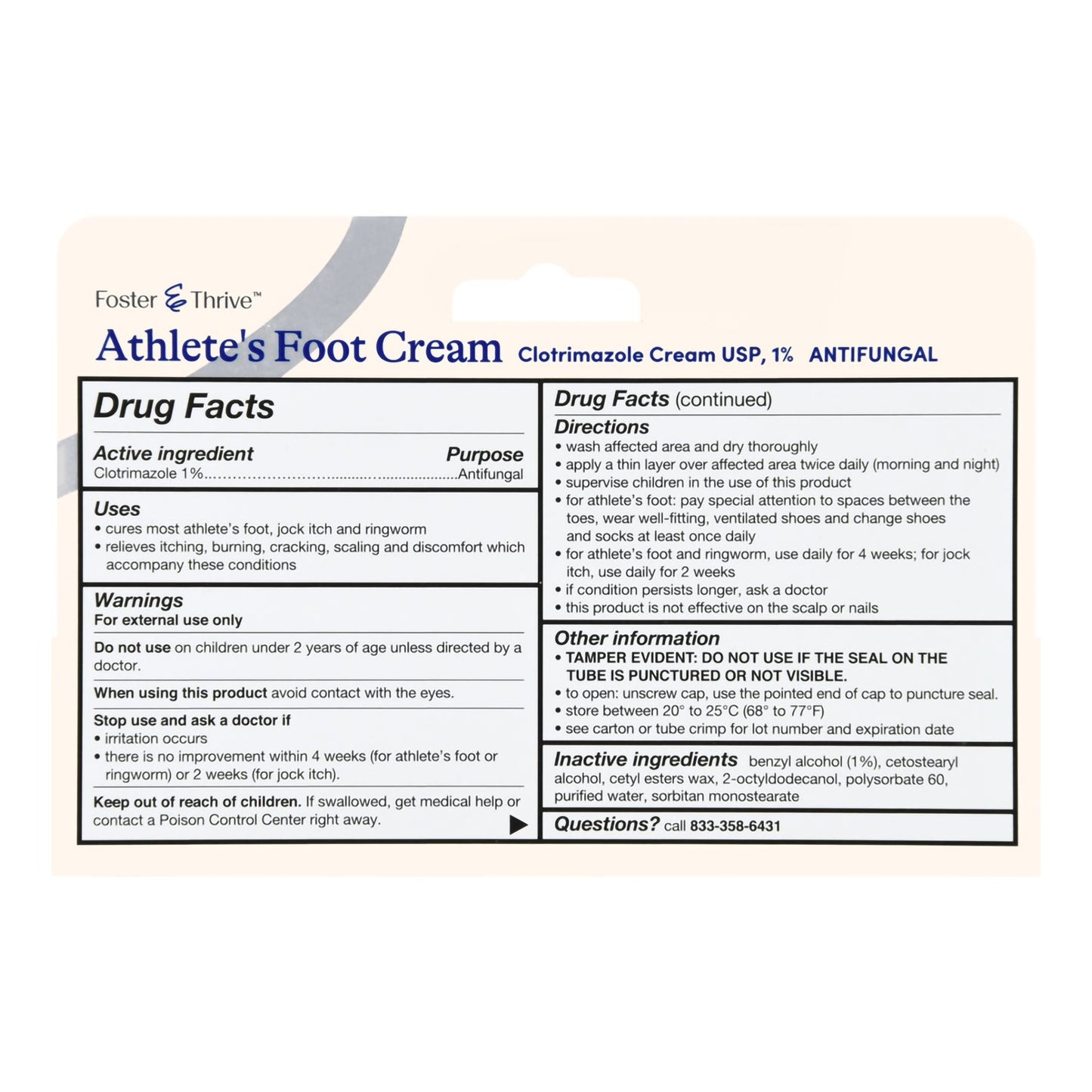 Antifungal Foster & Thrive™ 1% Strength Cream 1 oz. Tube