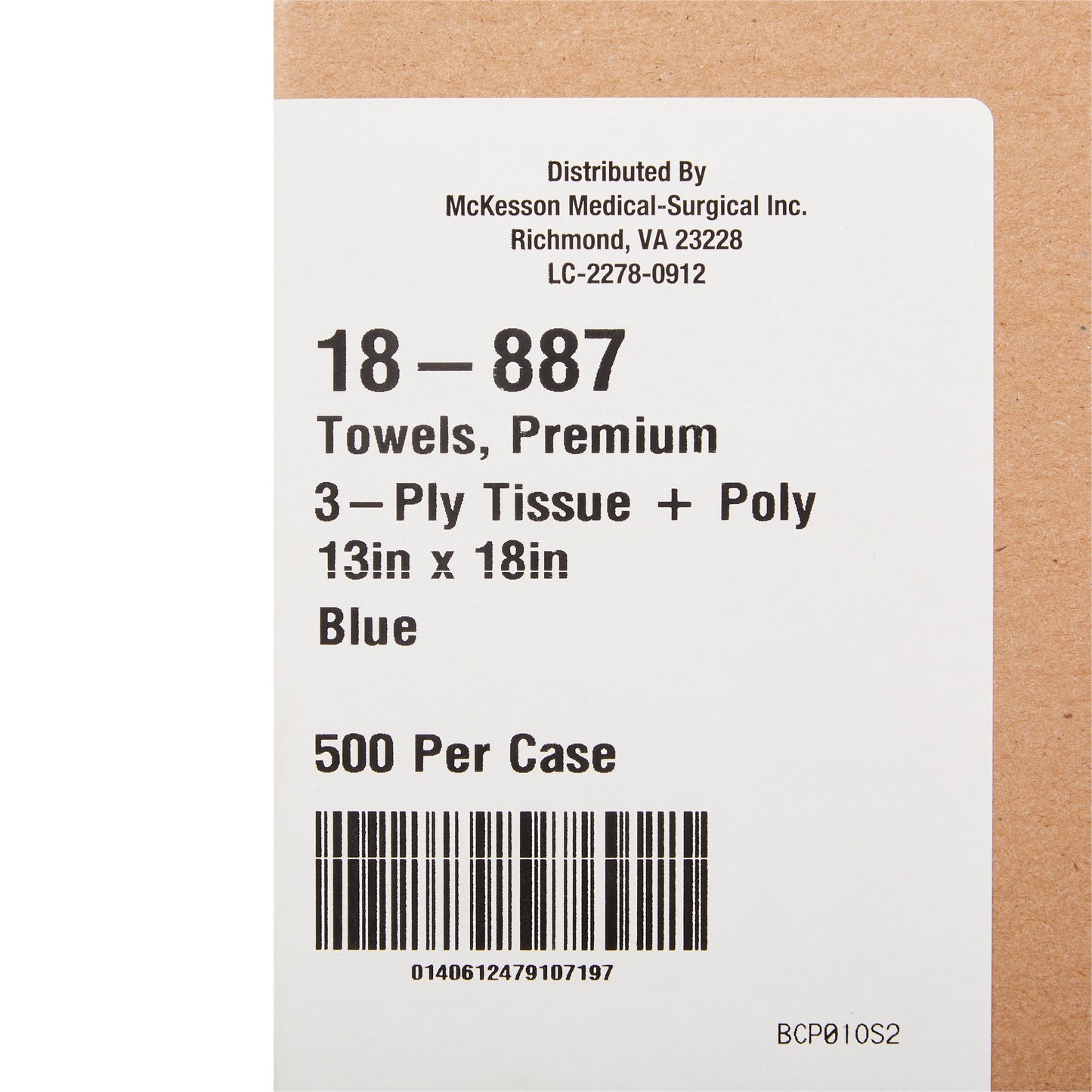 Procedure Towel McKesson 13 W X 18 L Inch Blue NonSterile
