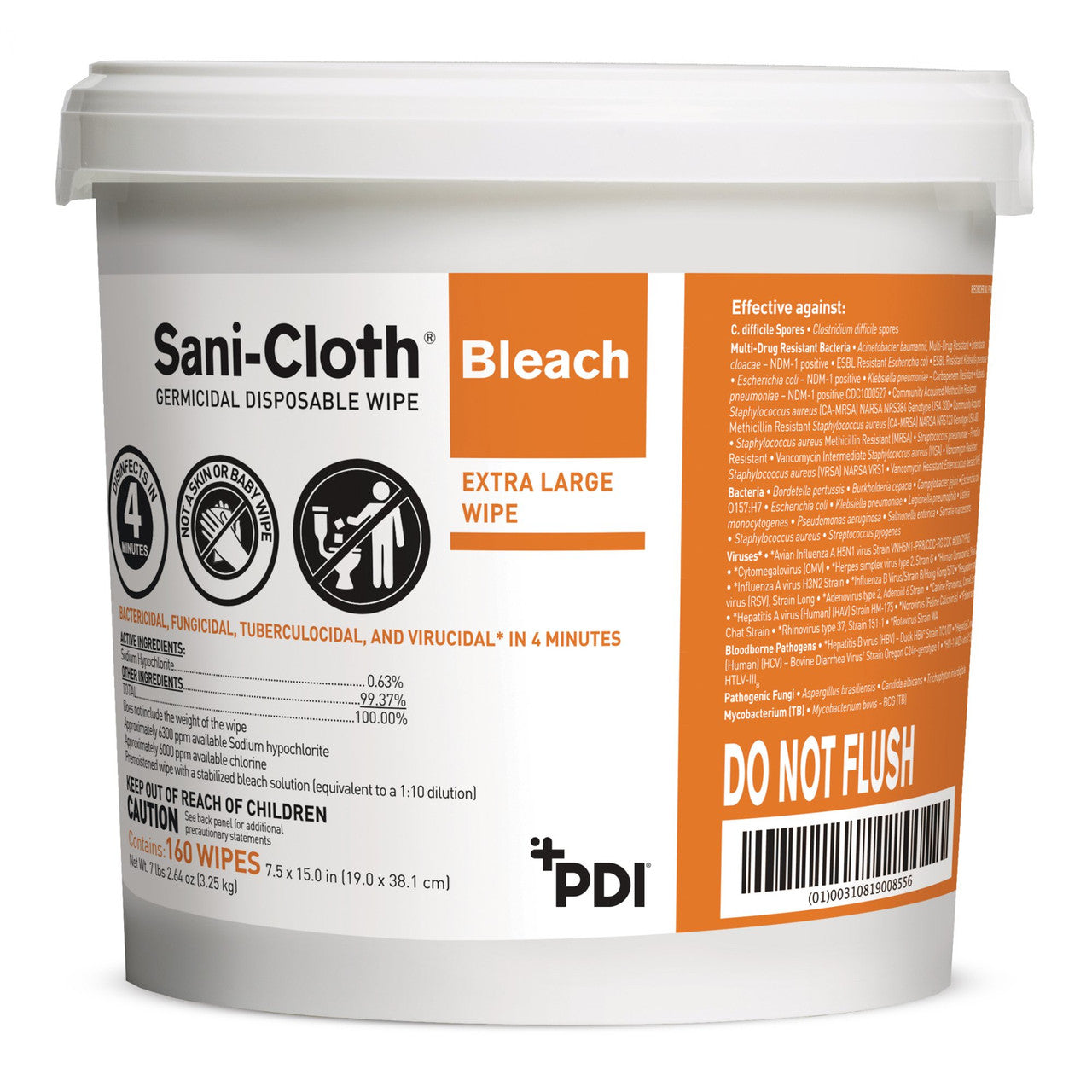Pdi Sani-Cloth® Bleach Germicidal Disposable Wipe, PDI P7007P