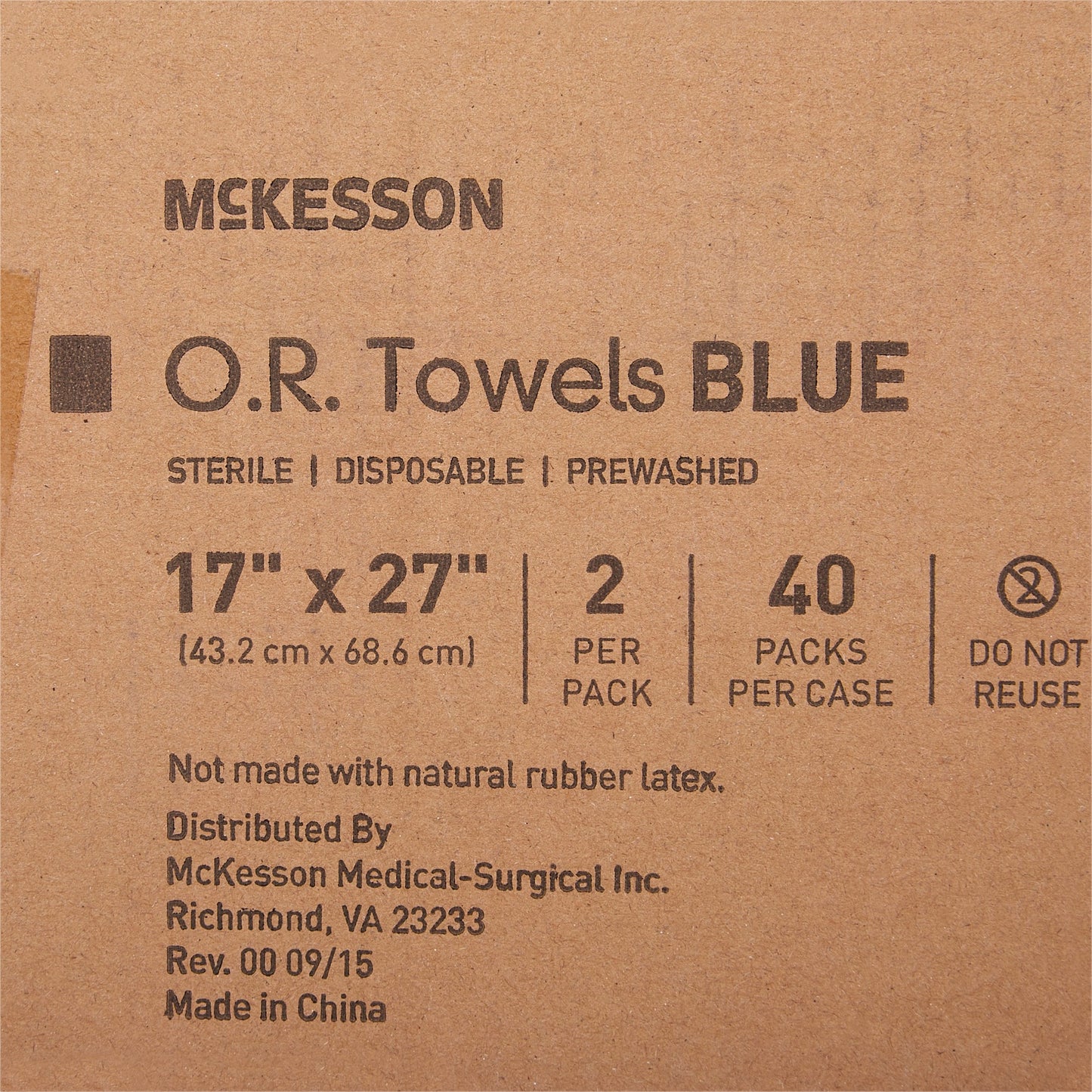 O.R. Towel McKesson 17 W X 27 L Inch Blue Sterile