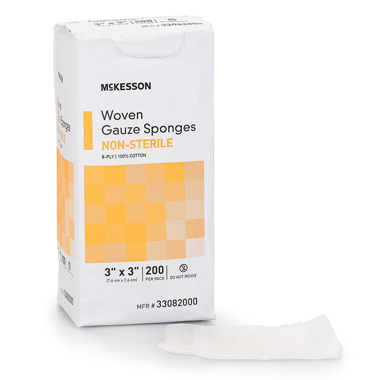 Gauze Sponge McKesson 3 X 3 Inch 8-Ply NonSterile 200 per Pack