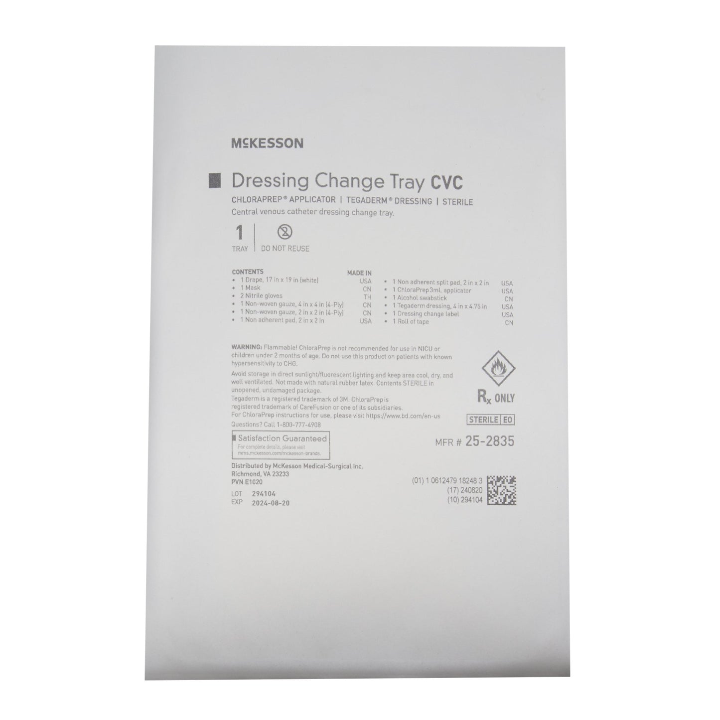 Dressing Change Tray McKesson Central Line