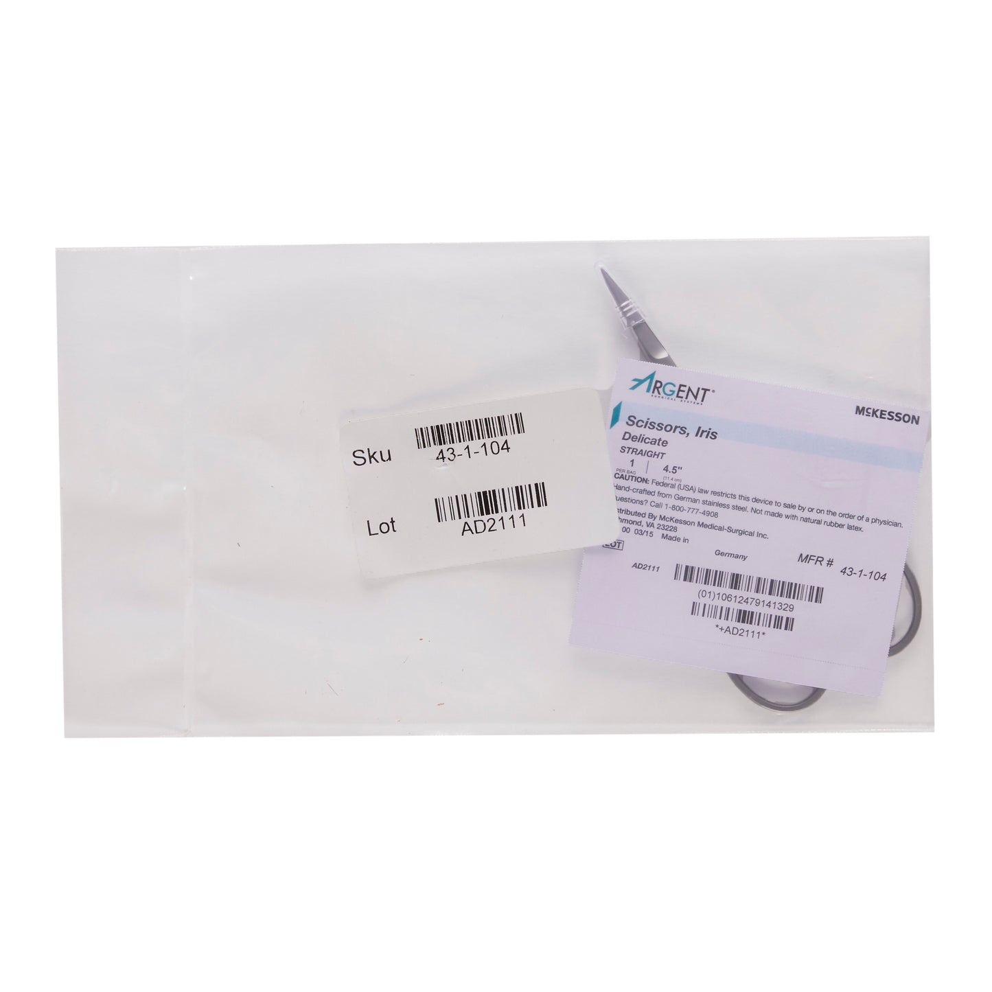 Utility Scissors McKesson Argent™ 7-1/2 Inch Length Surgical Grade Stainless Steel Finger Ring Handle