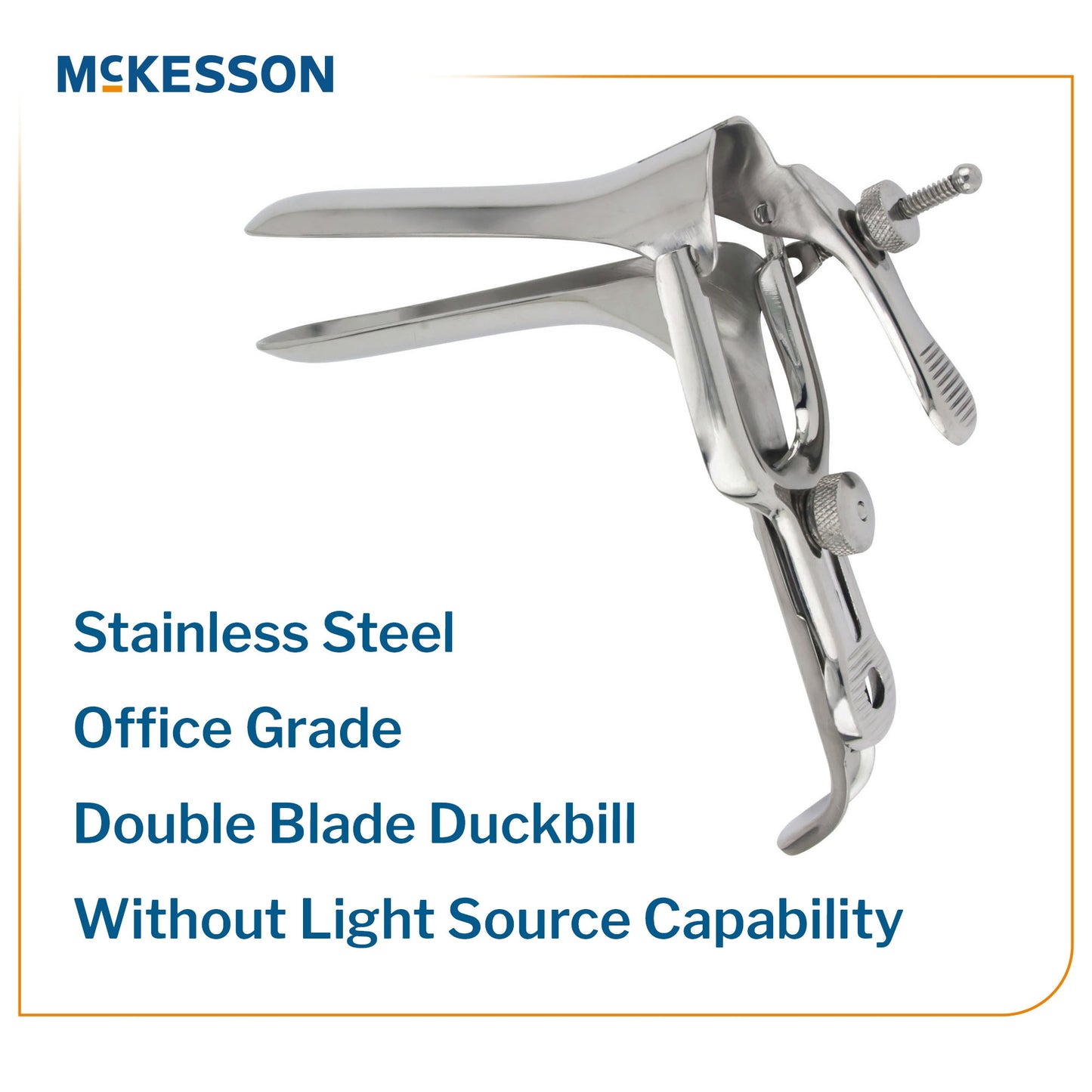 Vaginal Speculum McKesson Graves NonSterile Office Grade Stainless Steel Medium Double Blade Duckbill Reusable Without Light Source Capability