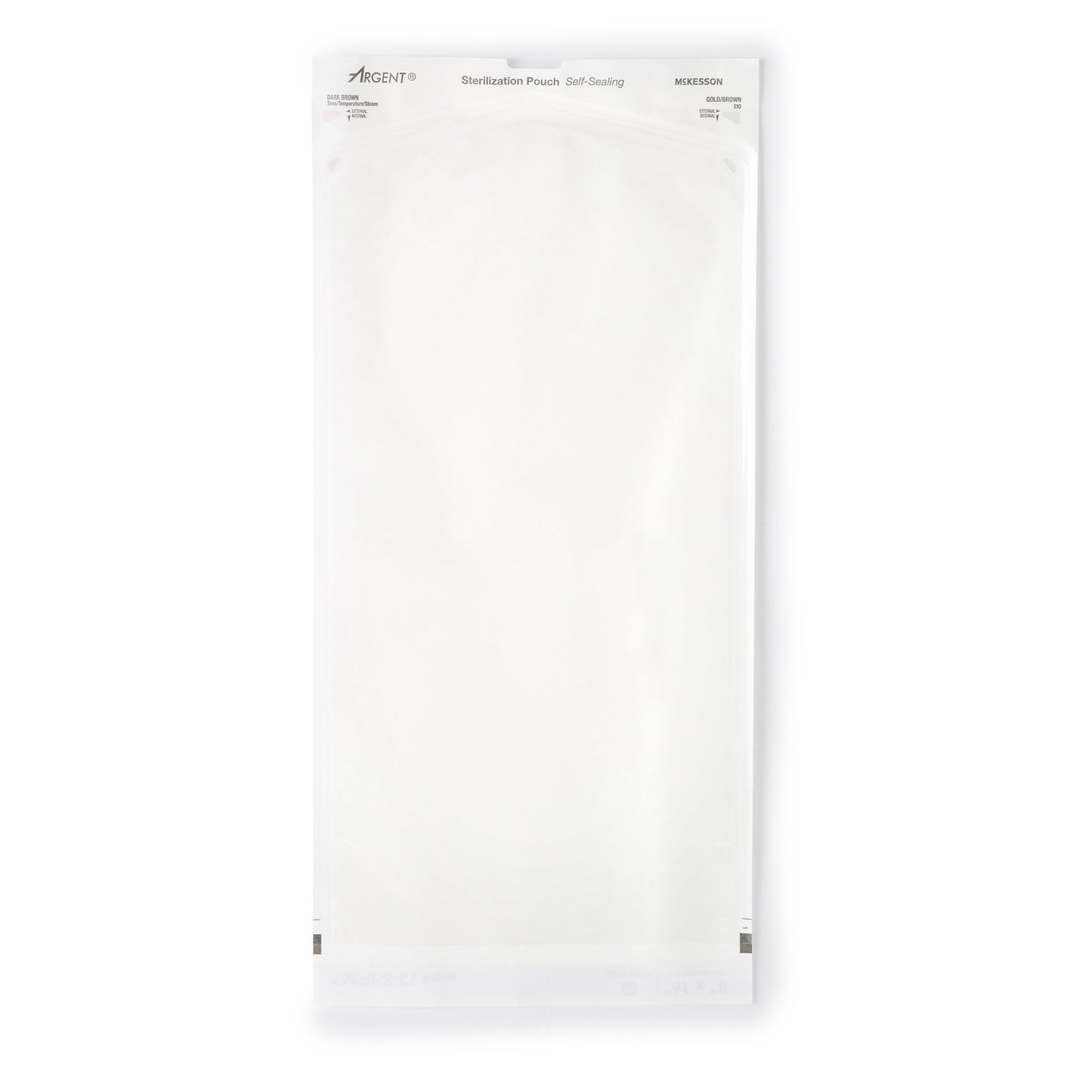 Sterilization Pouch McKesson Argent™ Sure-Check® Ethylene Oxide (EO) Gas / Steam 8 X 16 Inch Transparent / Blue Self Seal Paper / Film