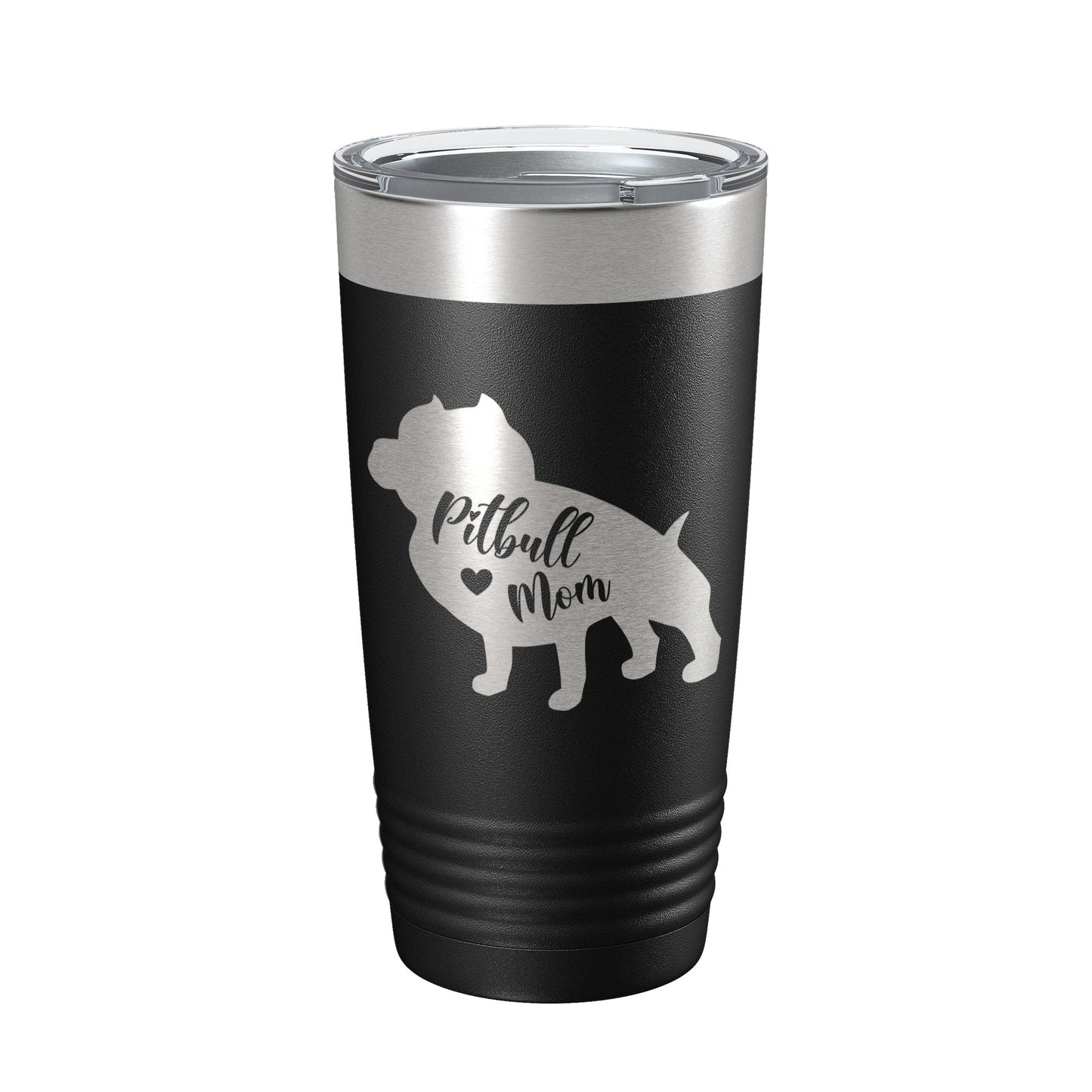 Pitbull Mom Tumbler Dog Travel Mug Gift Insulated Laser Engraved Coffee Cup Pit Bull 20 oz-0