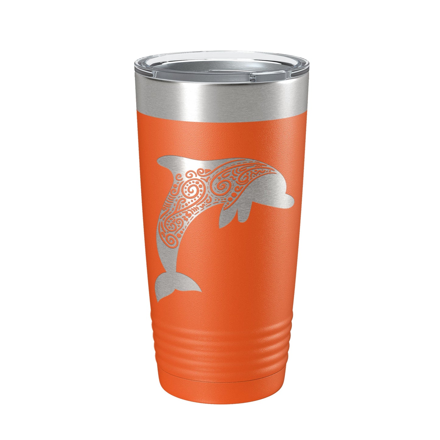 Dolphin Zentangle Tumbler Travel Mug Insulated Laser Engraved Coffee Cup Dolphin Mandala Gift Pattern Design 20 oz-17