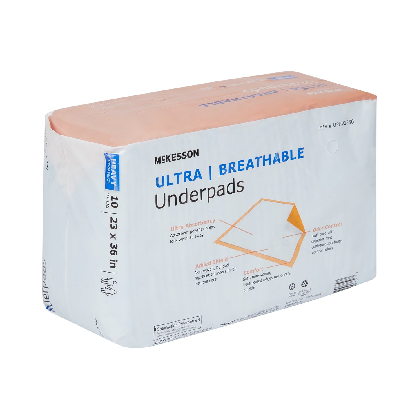 Disposable Underpad McKesson Ultra Breathable 23 X 36 Inch Fluff / Polymer Heavy Absorbency