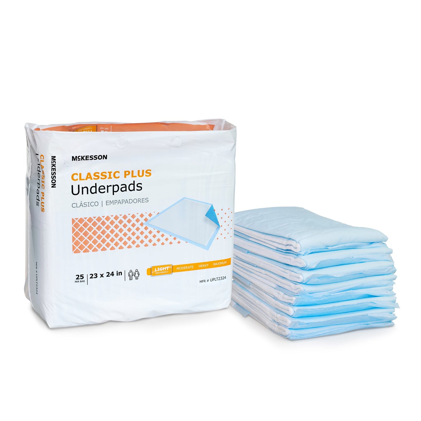 Disposable Underpad McKesson Classic Plus 23 X 24 Inch Fluff / Polymer Light Absorbency