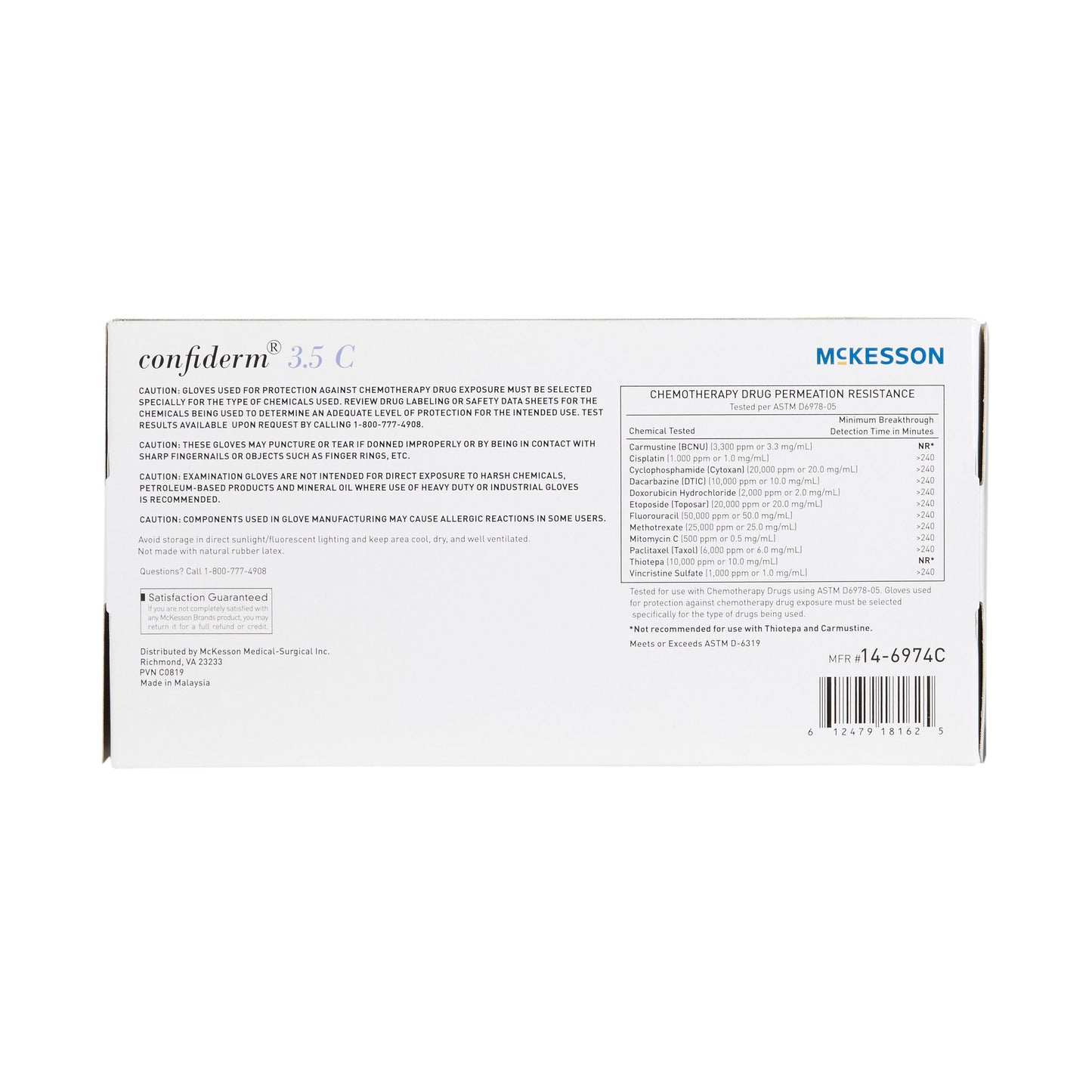 Exam Glove McKesson Confiderm® 3.5C Small NonSterile Nitrile Standard Cuff Length Textured Fingertips Blue Chemo Tested