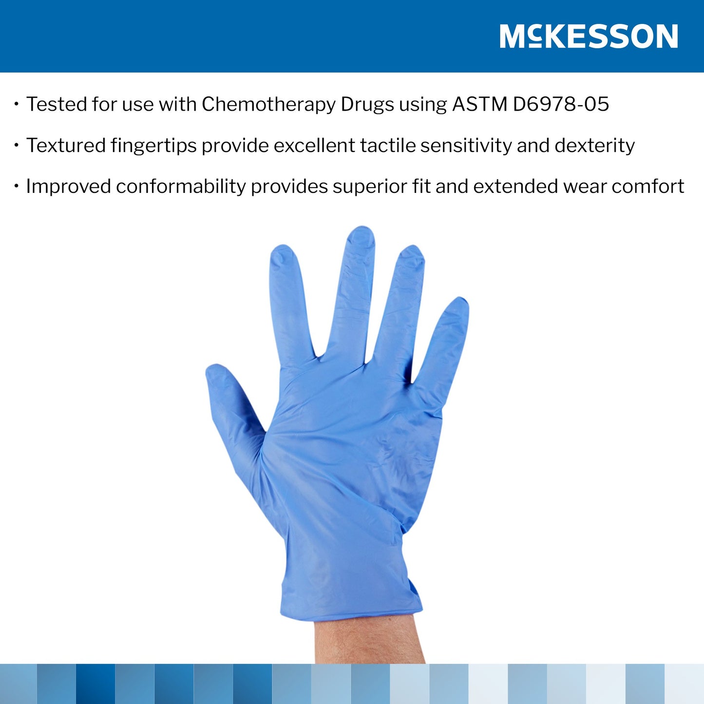 Exam Glove McKesson Confiderm® 3.5C Large NonSterile Nitrile Standard Cuff Length Textured Fingertips Blue Chemo Tested