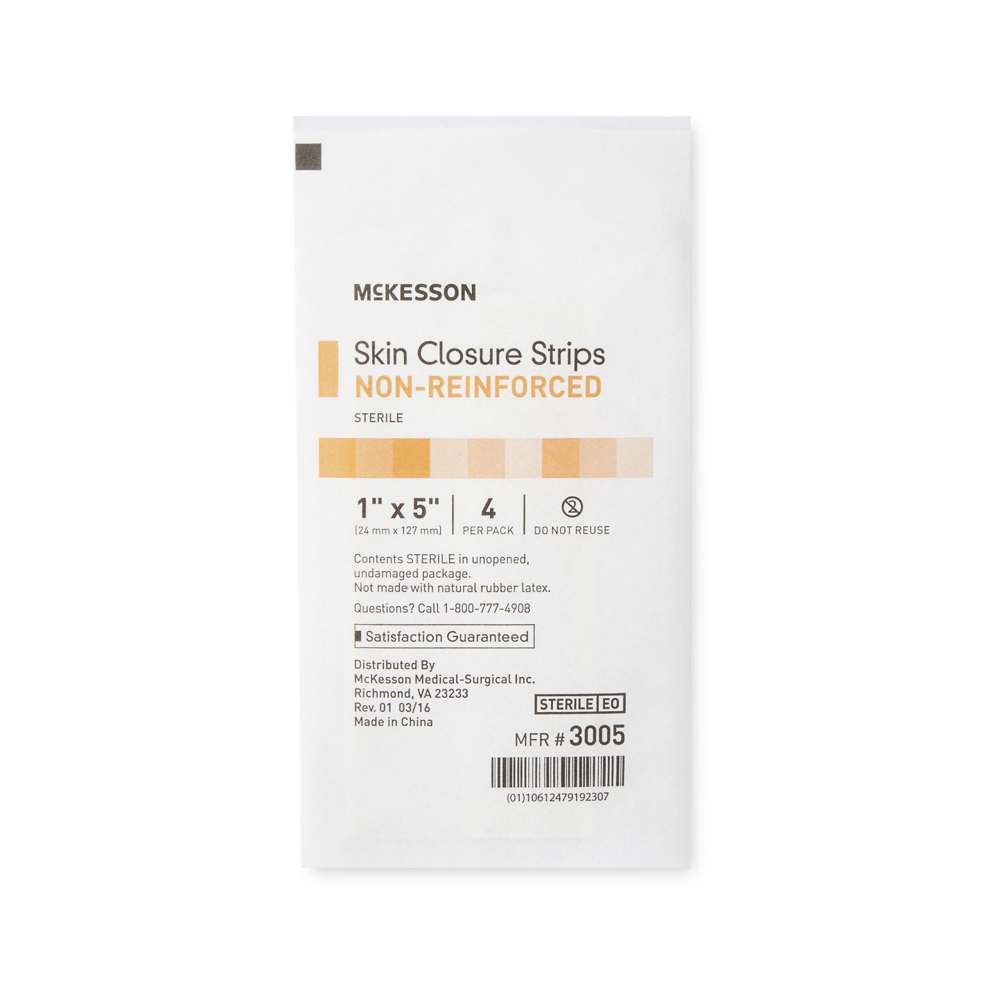 Skin Closure Strip McKesson 1 X 5 Inch Nonwoven Material Flexible Strip Tan