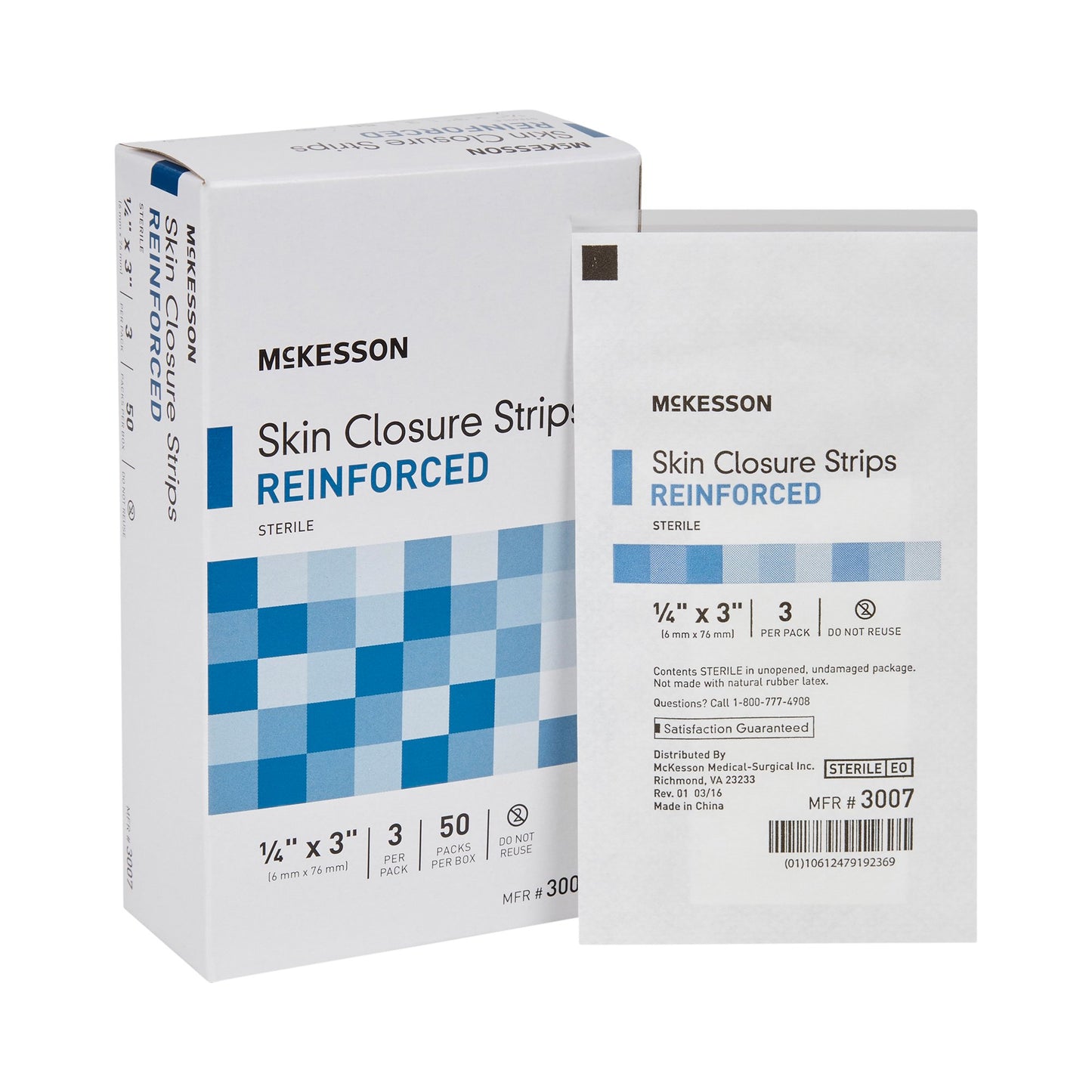Skin Closure Strip McKesson 1/4 X 3 Inch Nonwoven Material Reinforced Strip White