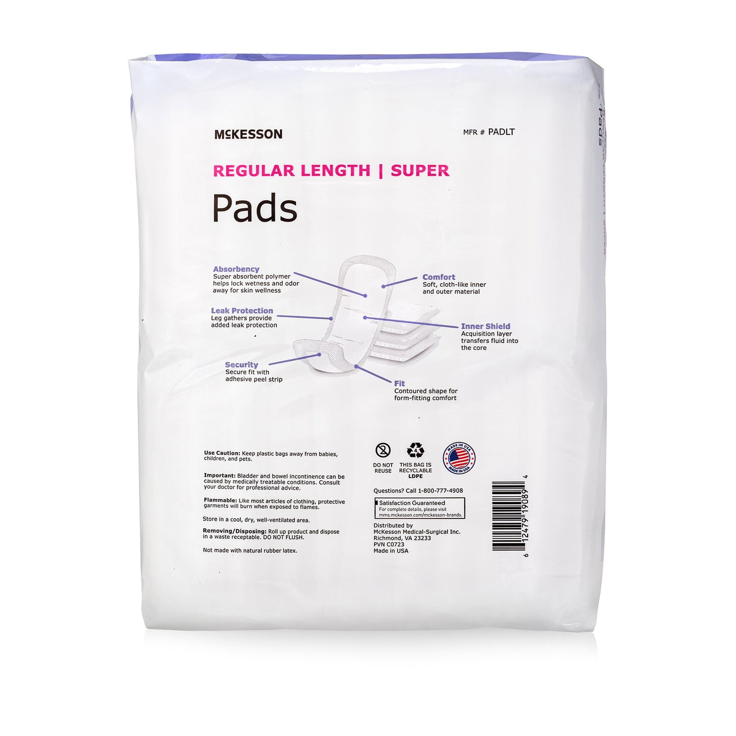 Bladder Control Pad McKesson Super 10 Inch Length Moderate Absorbency Polymer Core One Size Fits Most
