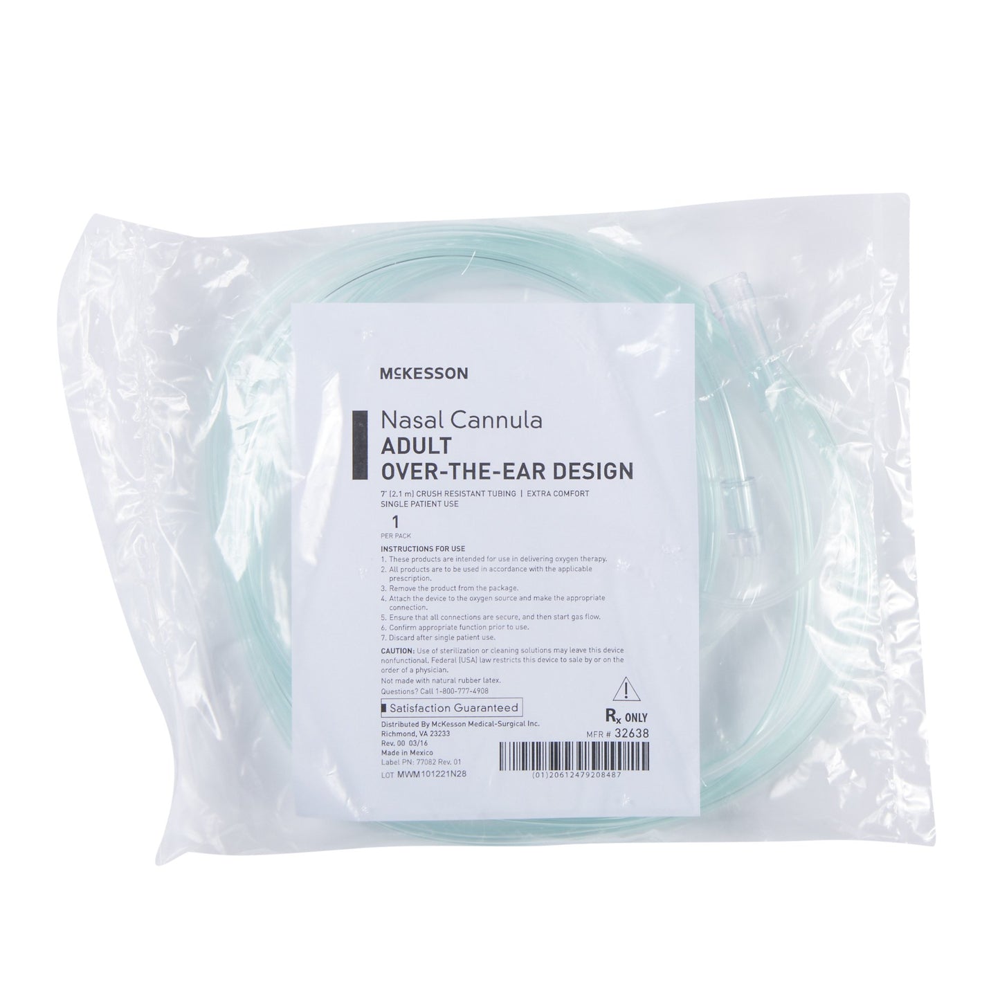 Nasal Cannula McKesson Adult Curved Prong / NonFlared Tip 7 Foot O2 Line