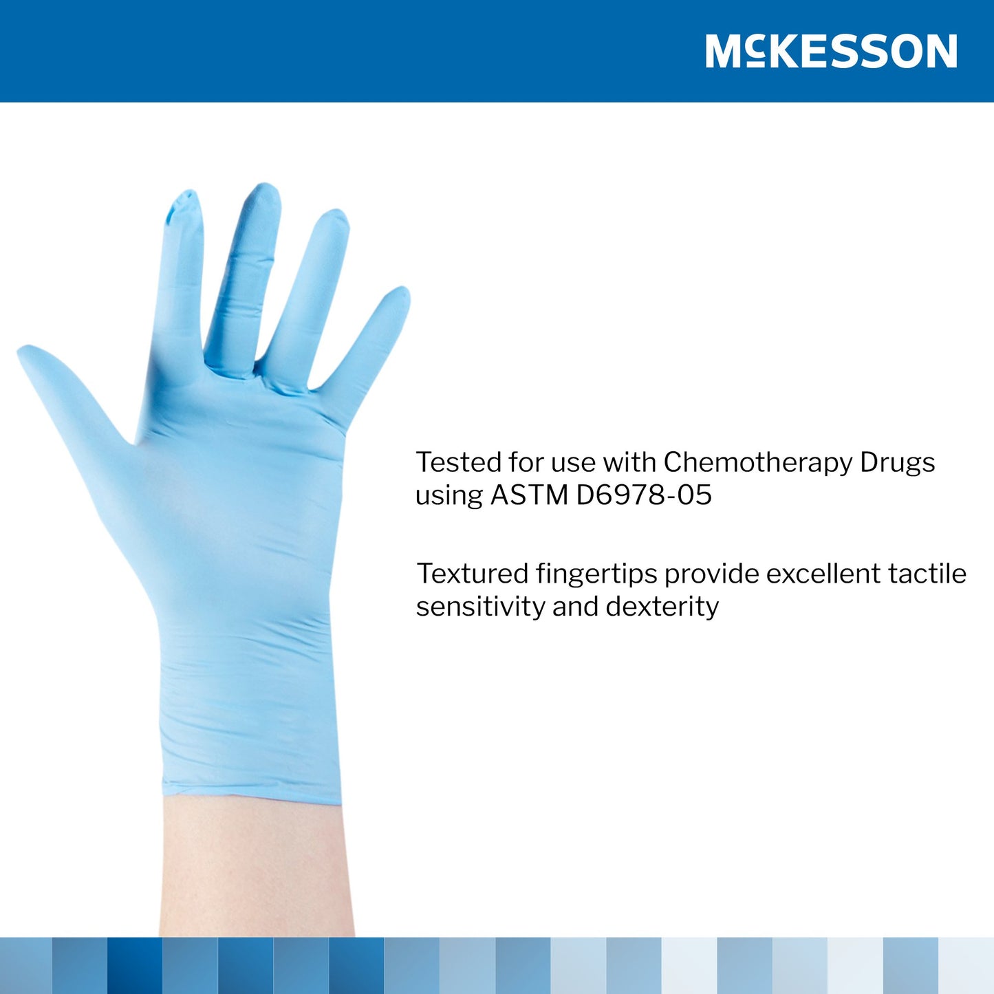 Exam Glove McKesson Confiderm® 4.5C Large NonSterile Nitrile Standard Cuff Length Textured Fingertips Blue Chemo Tested