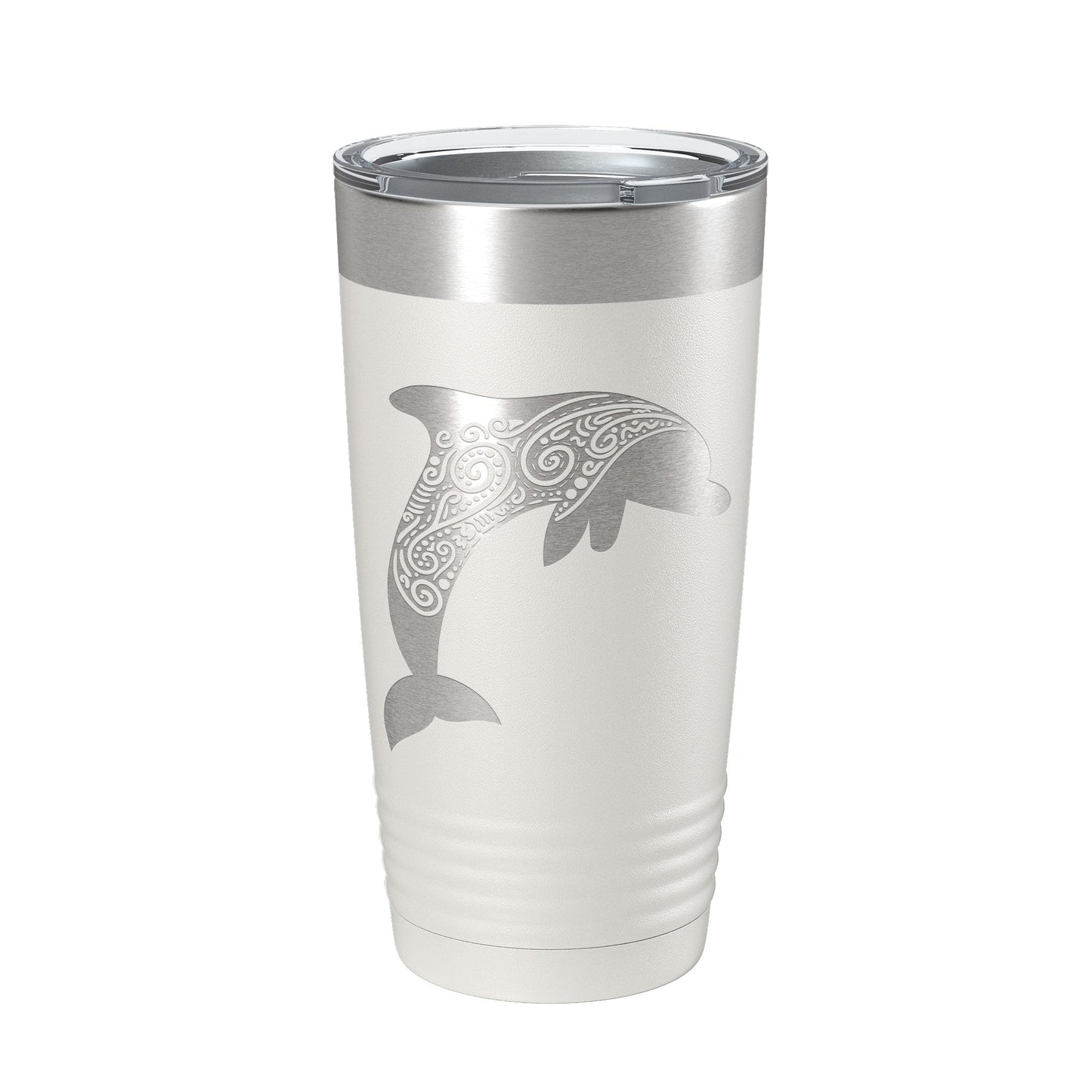Dolphin Zentangle Tumbler Travel Mug Insulated Laser Engraved Coffee Cup Dolphin Mandala Gift Pattern Design 20 oz-7