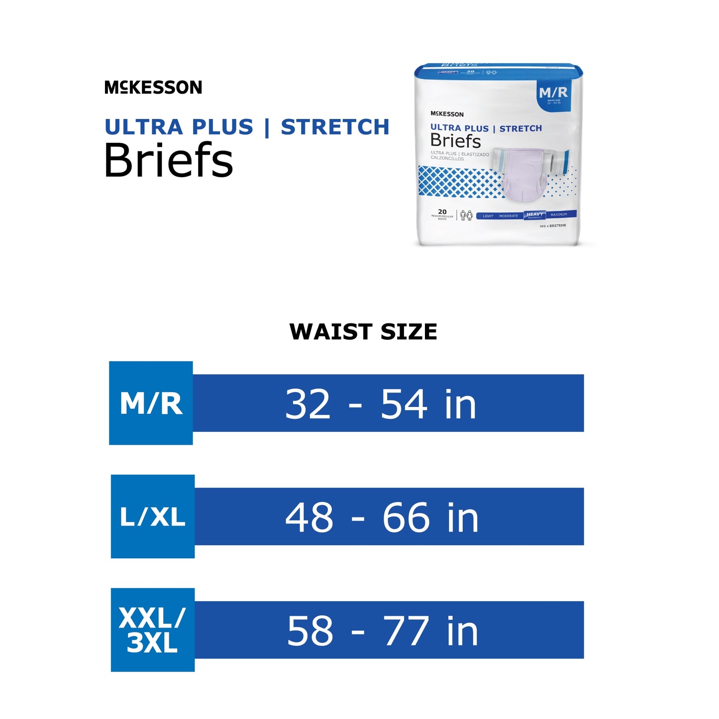 Unisex Adult Incontinence Brief McKesson Ultra Plus Stretch 2X-Large / 3X-Large Disposable Heavy Absorbency