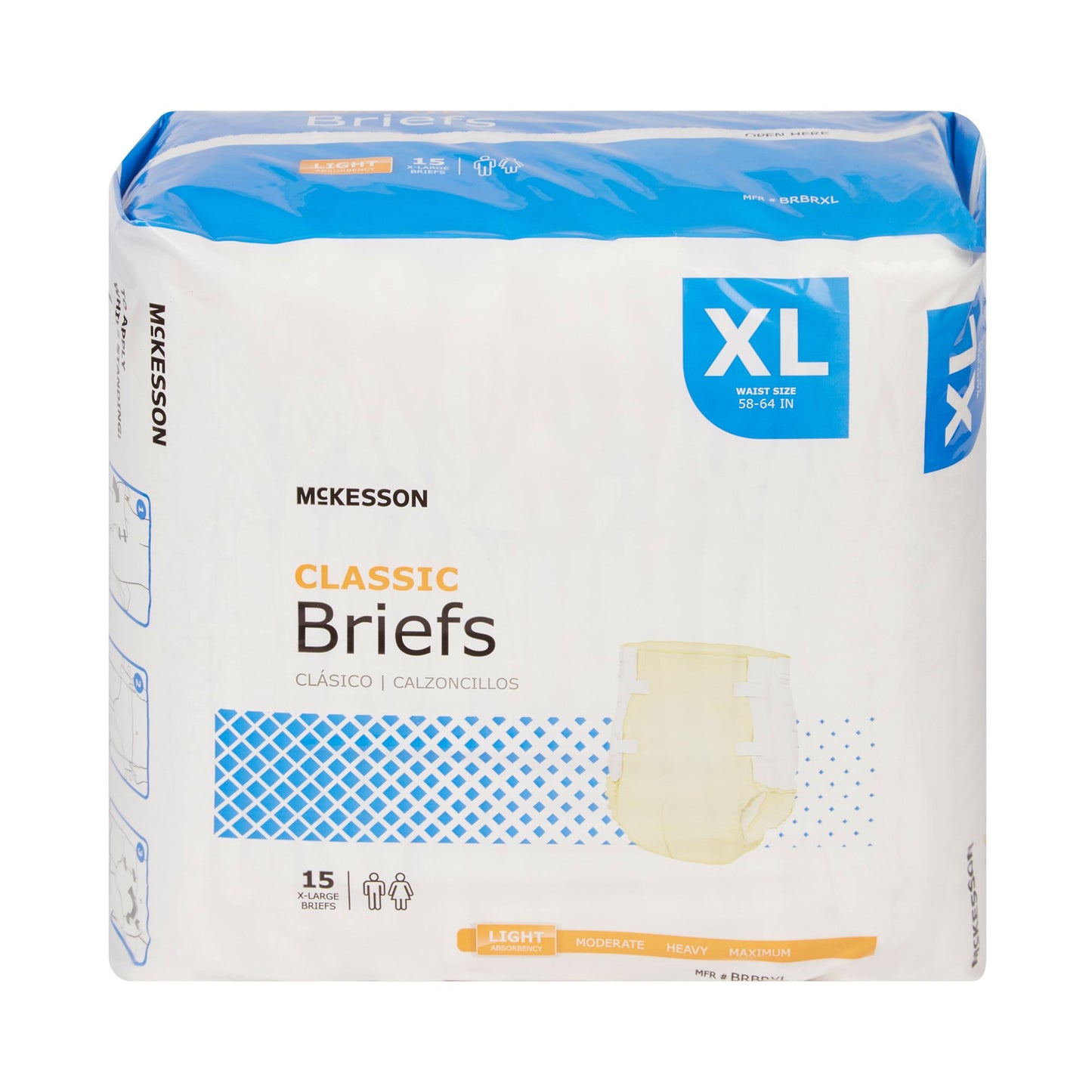 Unisex Adult Incontinence Brief McKesson Classic X-Large Disposable Light Absorbency