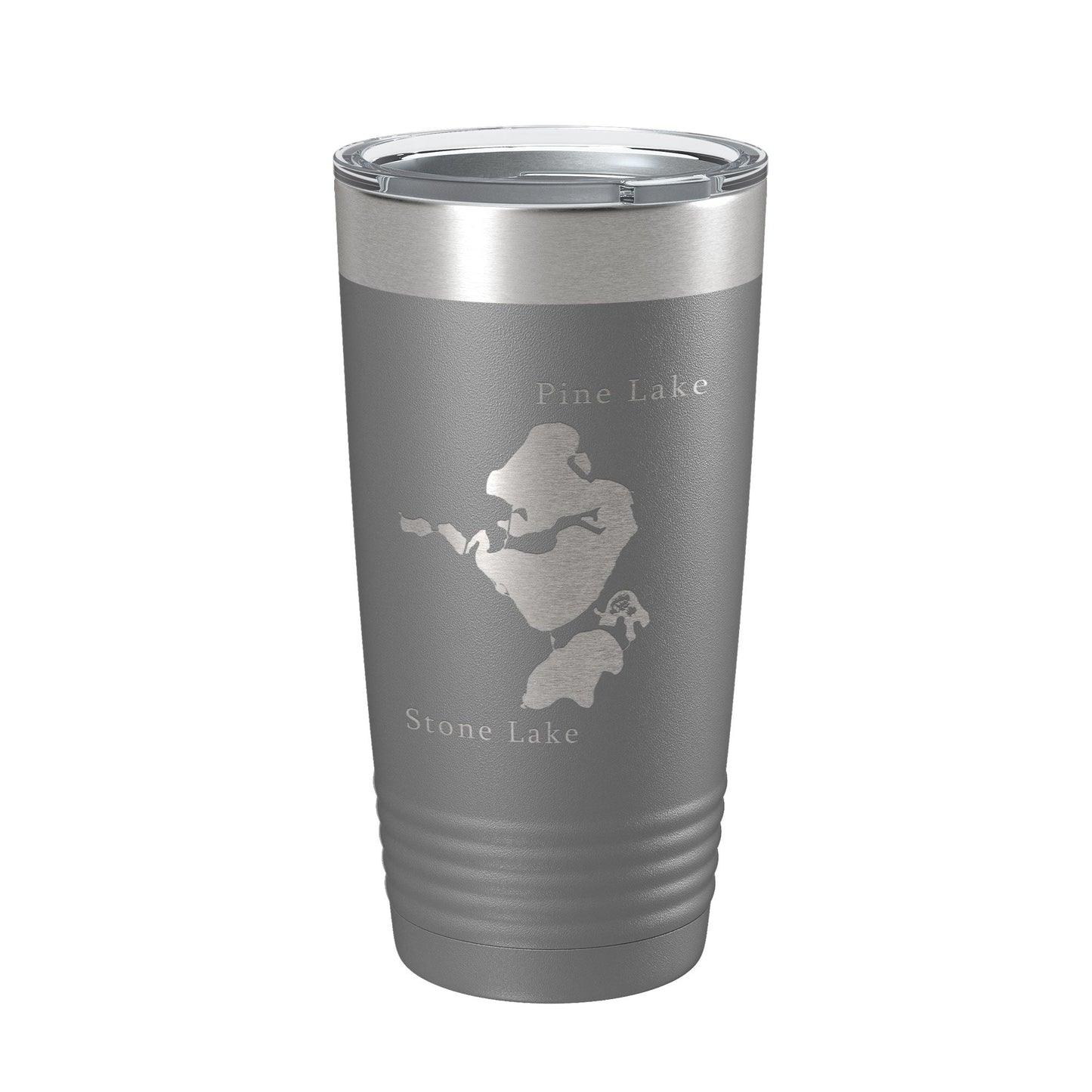 Pine Lake and Stone Lake Map Tumbler Travel Mug Insulated Laser Engraved Coffee Cup Indiana 20 oz-16