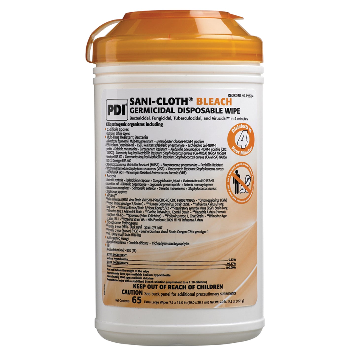 Pdi Sani-Cloth® Bleach Germicidal Disposable Wipe, PDI P25784