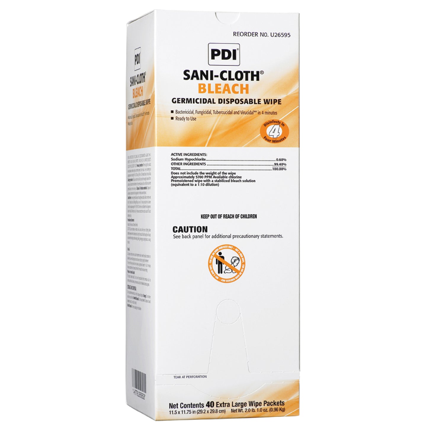 Pdi Sani-Cloth® Bleach Germicidal Disposable Wipe, PDI U26595