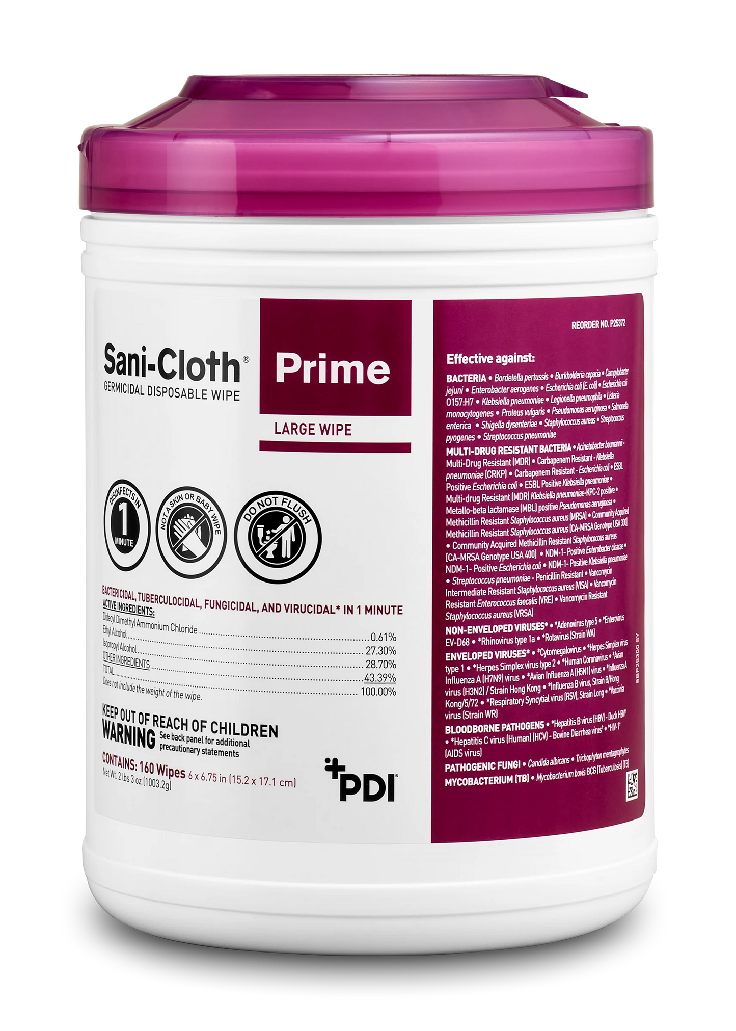 Pdi Sani-Cloth® Prime Germicidal Disposable Wipe, PDI H06182