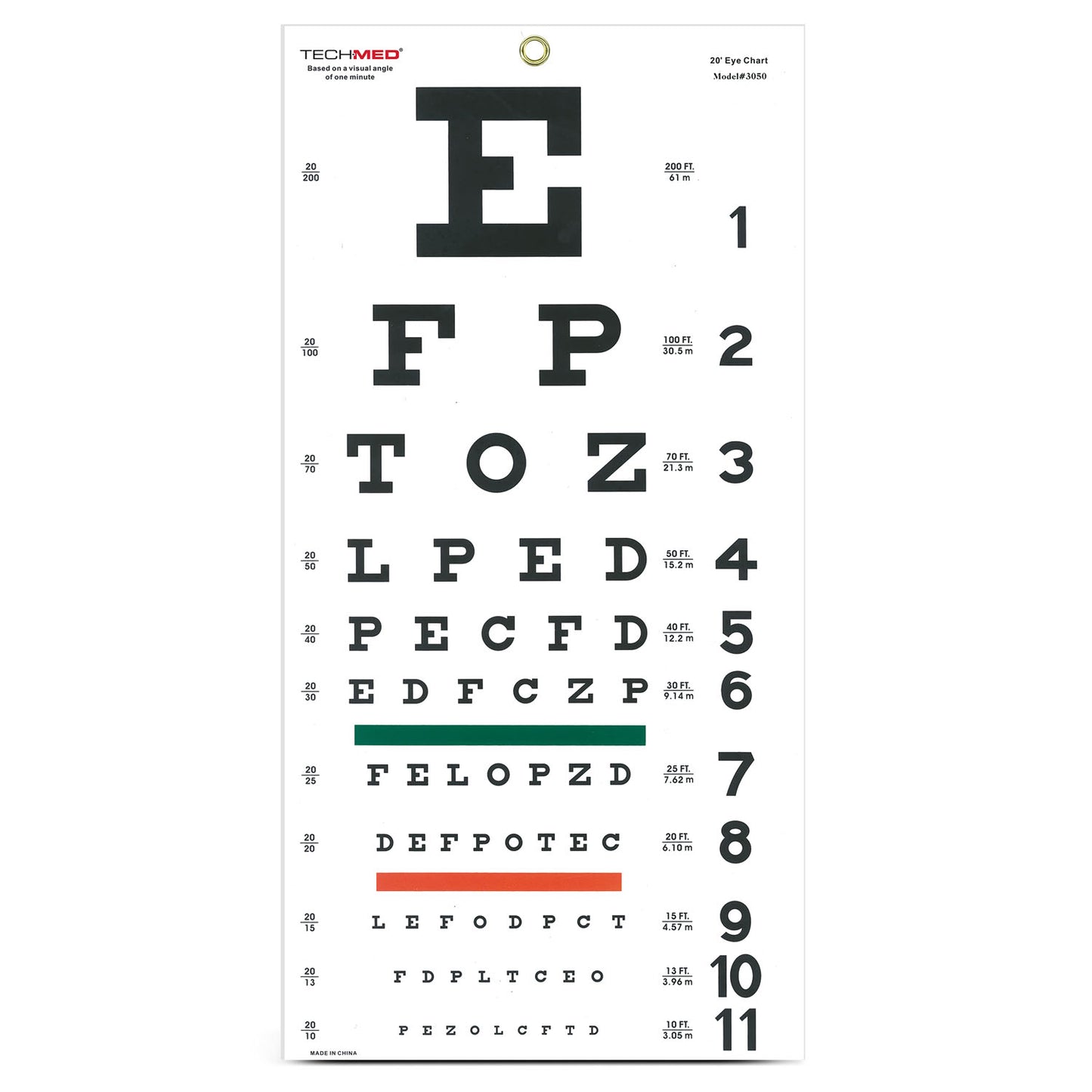 Dukal Tech-Med Eye Charts, TEC TM3050