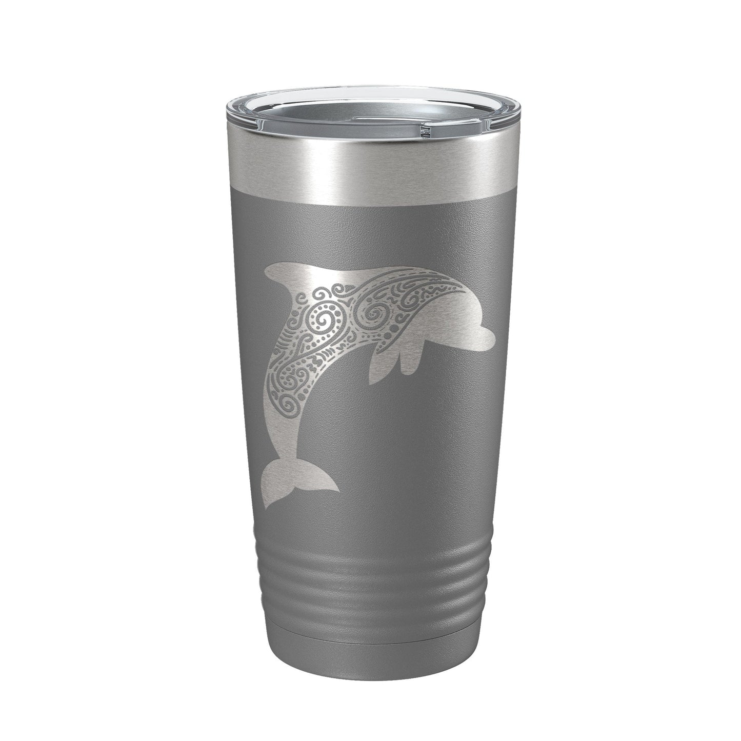Dolphin Zentangle Tumbler Travel Mug Insulated Laser Engraved Coffee Cup Dolphin Mandala Gift Pattern Design 20 oz-16