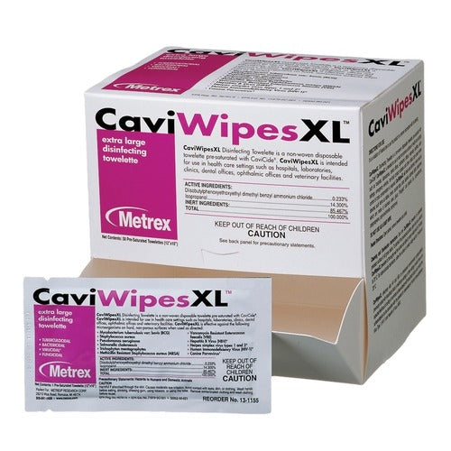 Metrex Research Surface Disinfectant CaviWipes™ Wipe 50 Count Individual Packet Disposable, 50 EA/BX, 6BX/CS