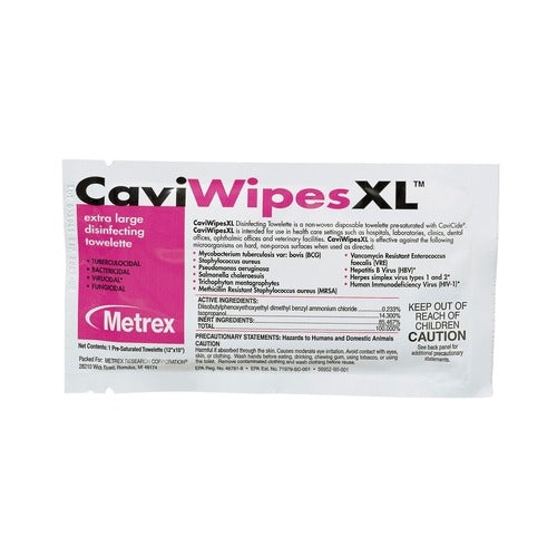 Metrex Research Surface Disinfectant CaviWipes™ Wipe 50 Count Individual Packet Disposable, 50 EA/BX, 6BX/CS
