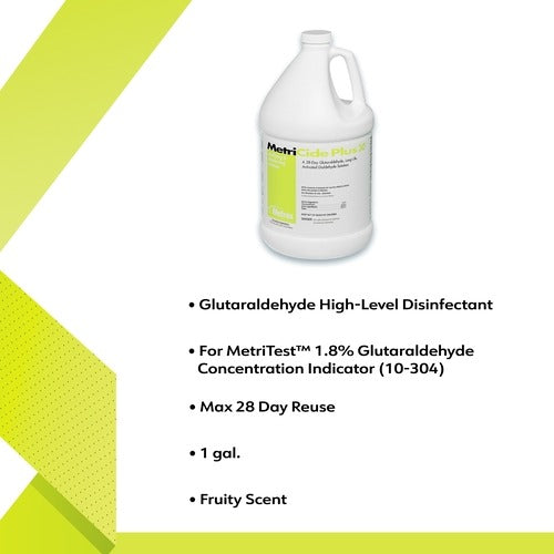 Metrex Research Glutaraldehyde High-Level Disinfectant MetriCide Plus 30 Activation Required Liquid 1 gal. Jug Max 28 Day Reuse, 4 EA/CS