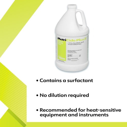 Metrex Research Glutaraldehyde High-Level Disinfectant MetriCide Plus 30 Activation Required Liquid 1 gal. Jug Max 28 Day Reuse, 4 EA/CS