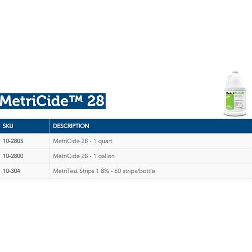 Metrex Research MetriCide™ 28 Glutaraldehyde High-Level Disinfectant, Activation Required, Liquid, 1 gal. Jug, Reusable, 4EA/CS