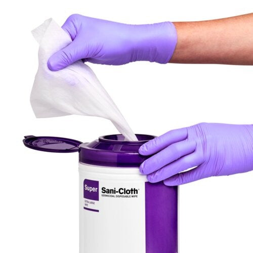 PDI Super Sani-Cloth Surface Disinfectant Cleaner Premoistened Germicidal Manual Pull Wipe 75 Count Canister Alcohol Scent NonSterile, 75/CN, 450/CS