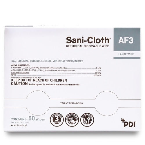 PDI Germicide SANI-CLOTH® AF3 Wipe Individual Packet Disposable, 50EA/BX 10BX/CS
