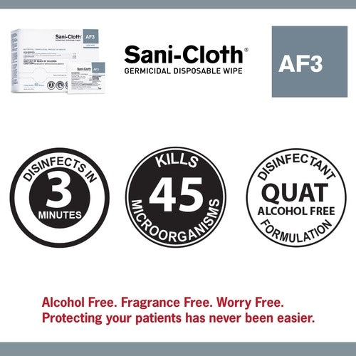 PDI Germicide SANI-CLOTH® AF3 Wipe Individual Packet Disposable, 50EA/BX 10BX/CS