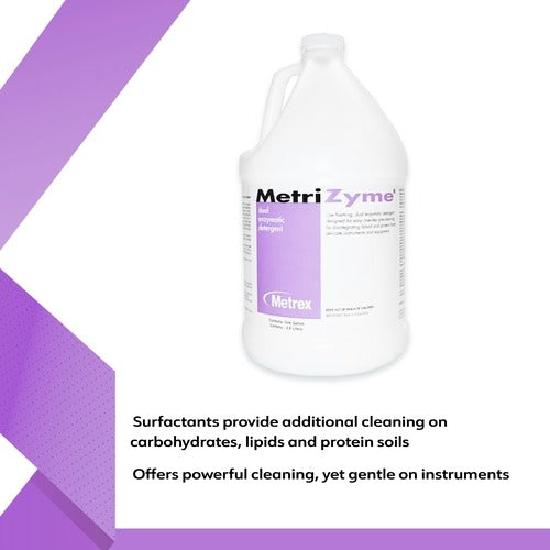 Metrex Research Dual Enzymatic Instrument Detergent MetriZyme Liquid RTU 1 gal. Jug Mint Scent, 1EA, 4 EA/CS
